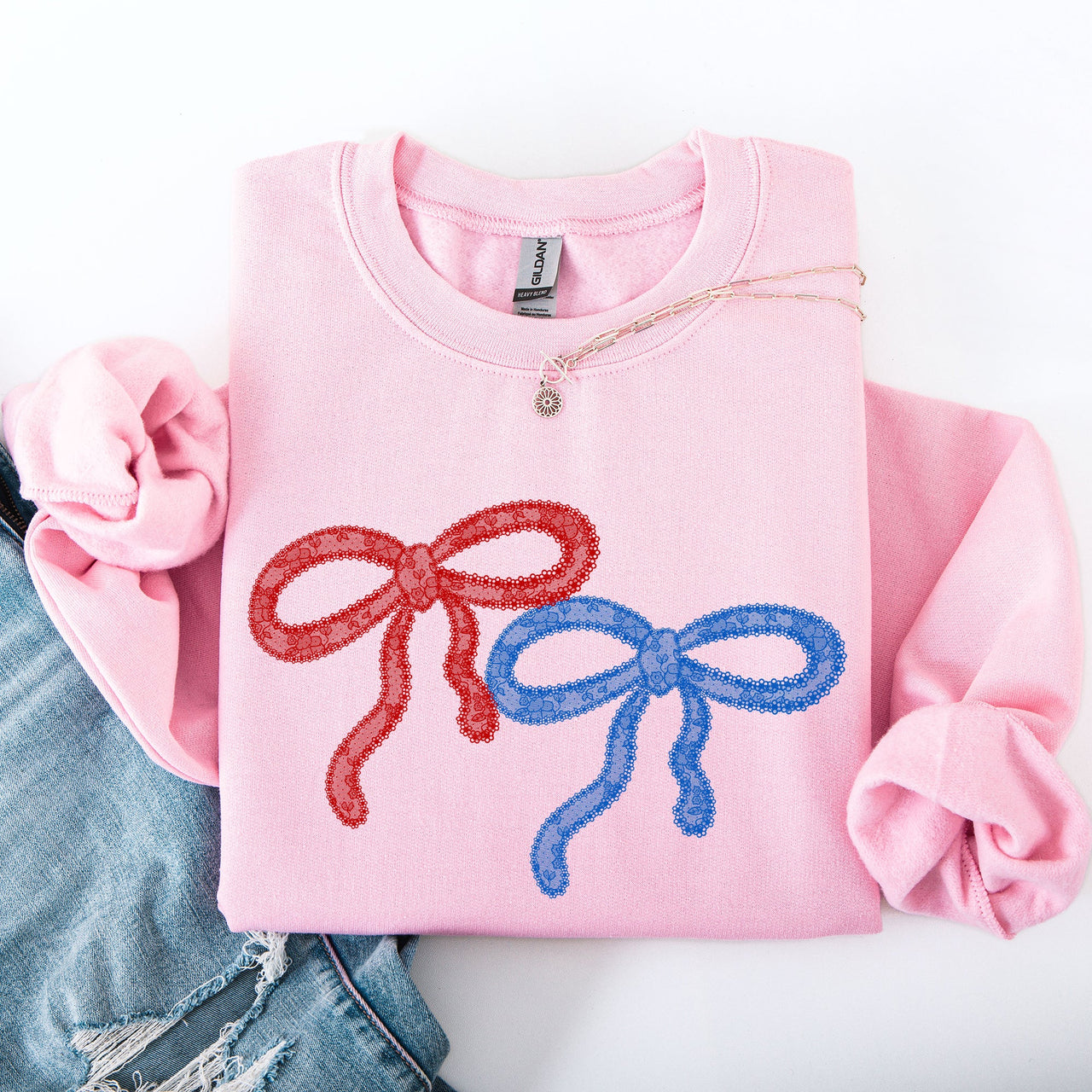 Retro Lace Patriotic America 4th Of July Vintage Print Graphic Premium Sweatshirt