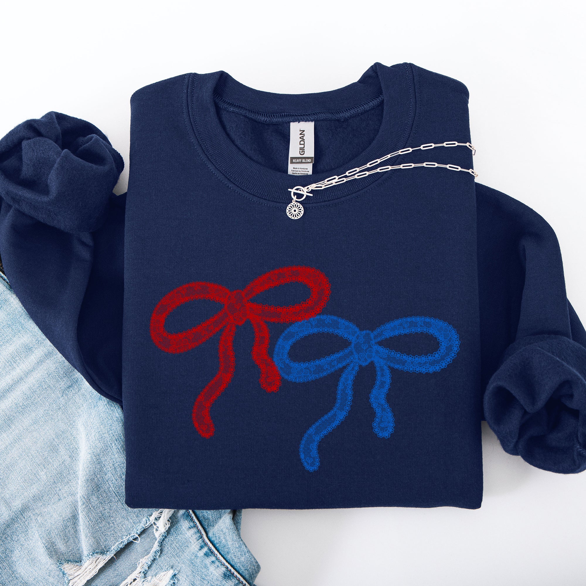 Retro Lace Patriotic America 4th Of July Vintage Print Graphic Premium Sweatshirt