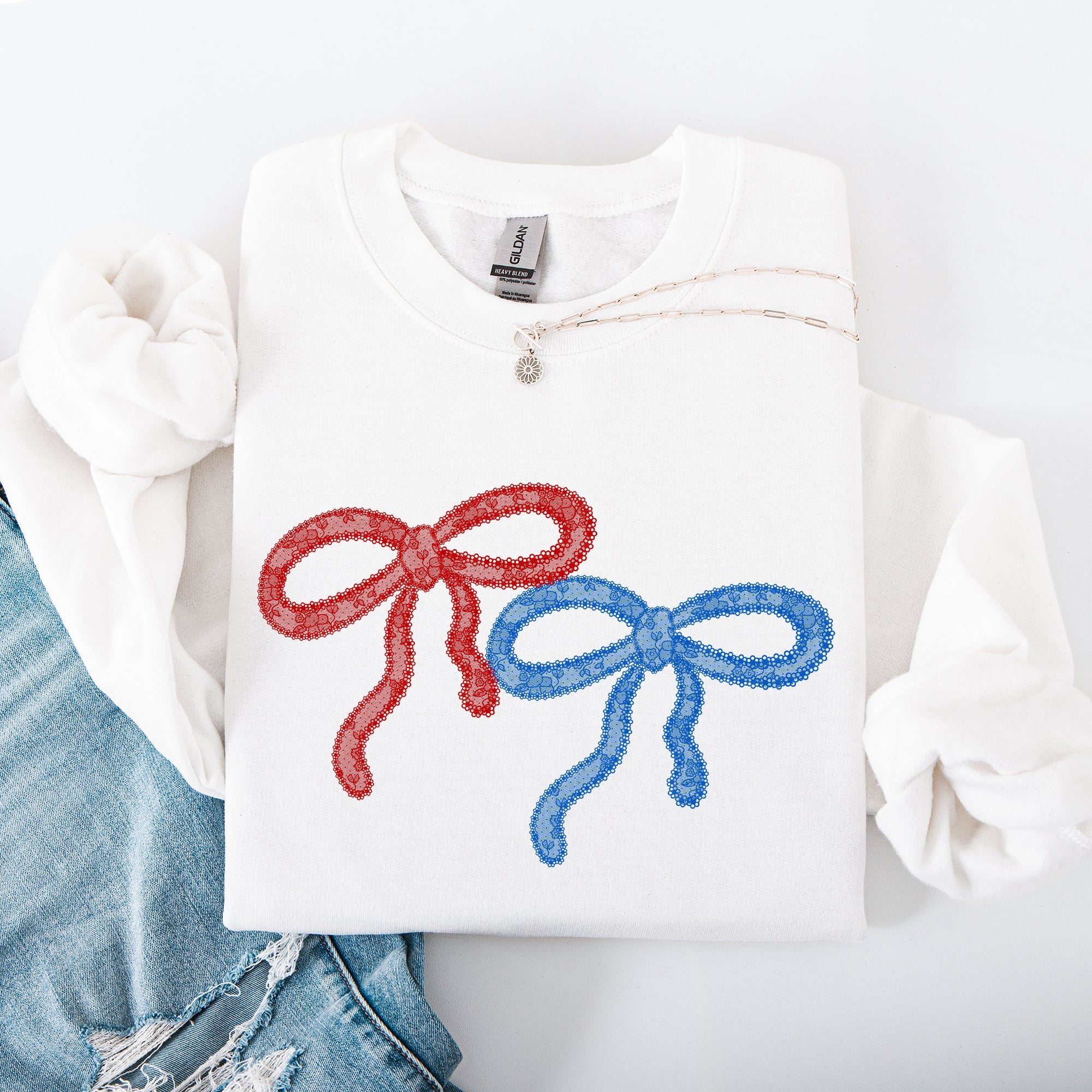 Retro Lace Patriotic America 4th Of July Vintage Print Graphic Premium Sweatshirt