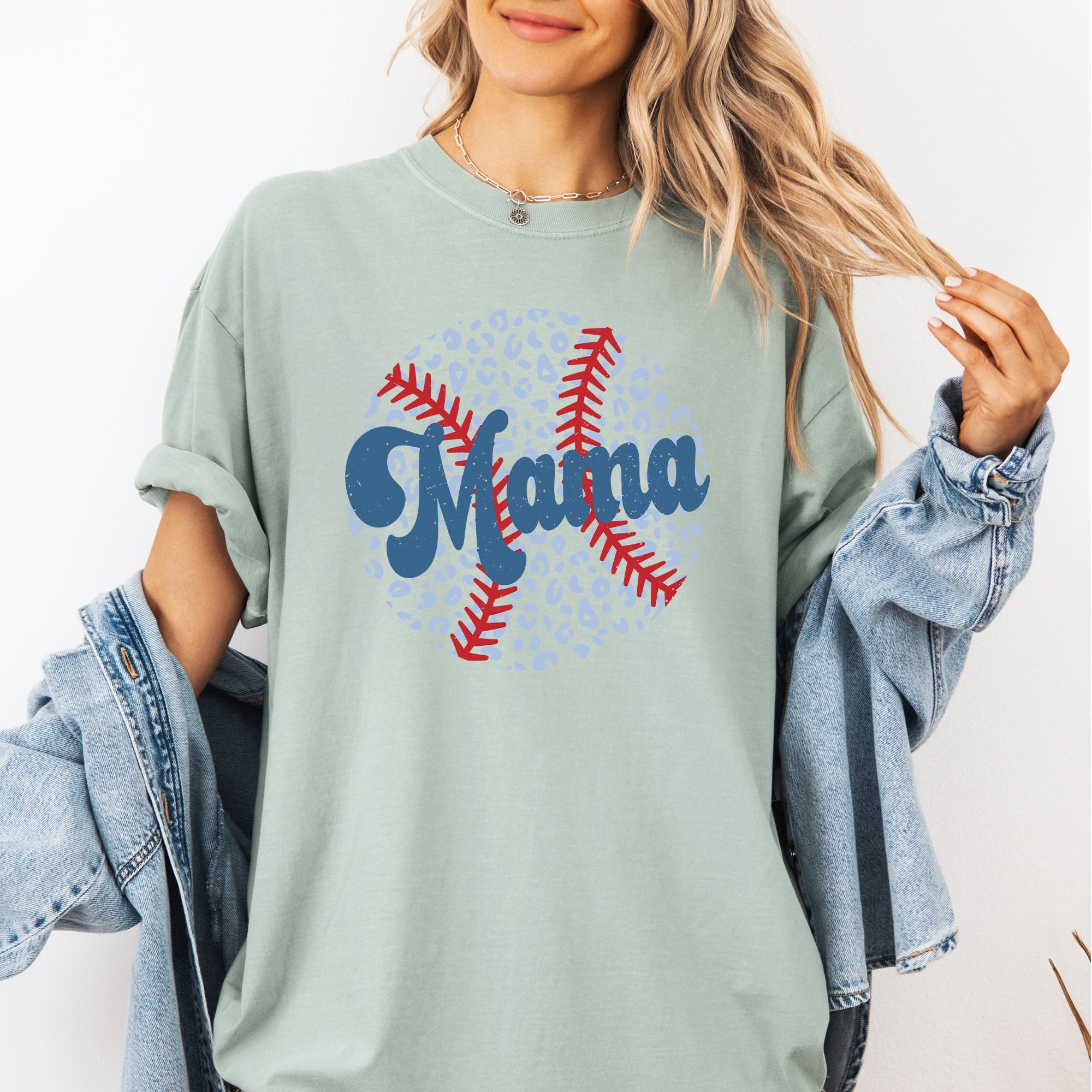 Retro Leopard Baseball Mama Sports Mother's Day Edition Graphic Comfort Colors Tee