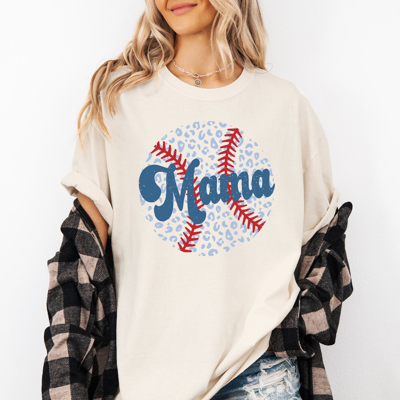 Retro Leopard Baseball Mama Sports Mother's Day Edition Graphic Comfort Colors Tee