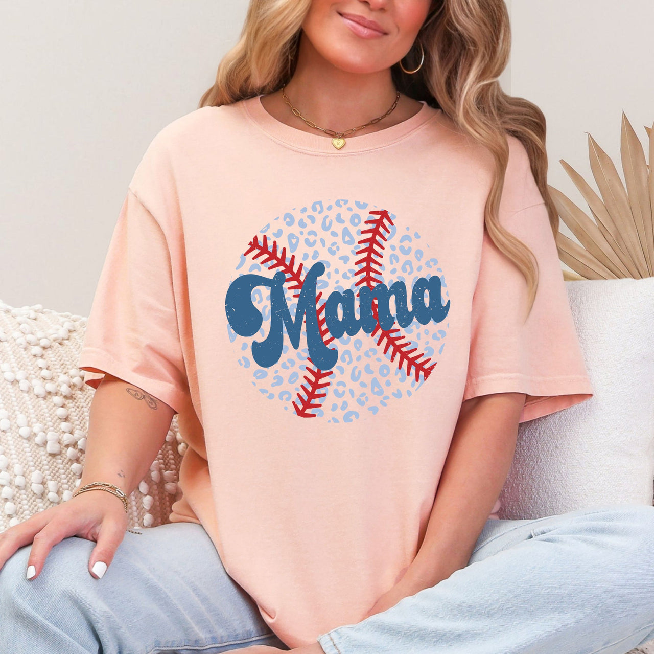Retro Leopard Baseball Mama Sports Mother's Day Edition Graphic Comfort Colors Tee