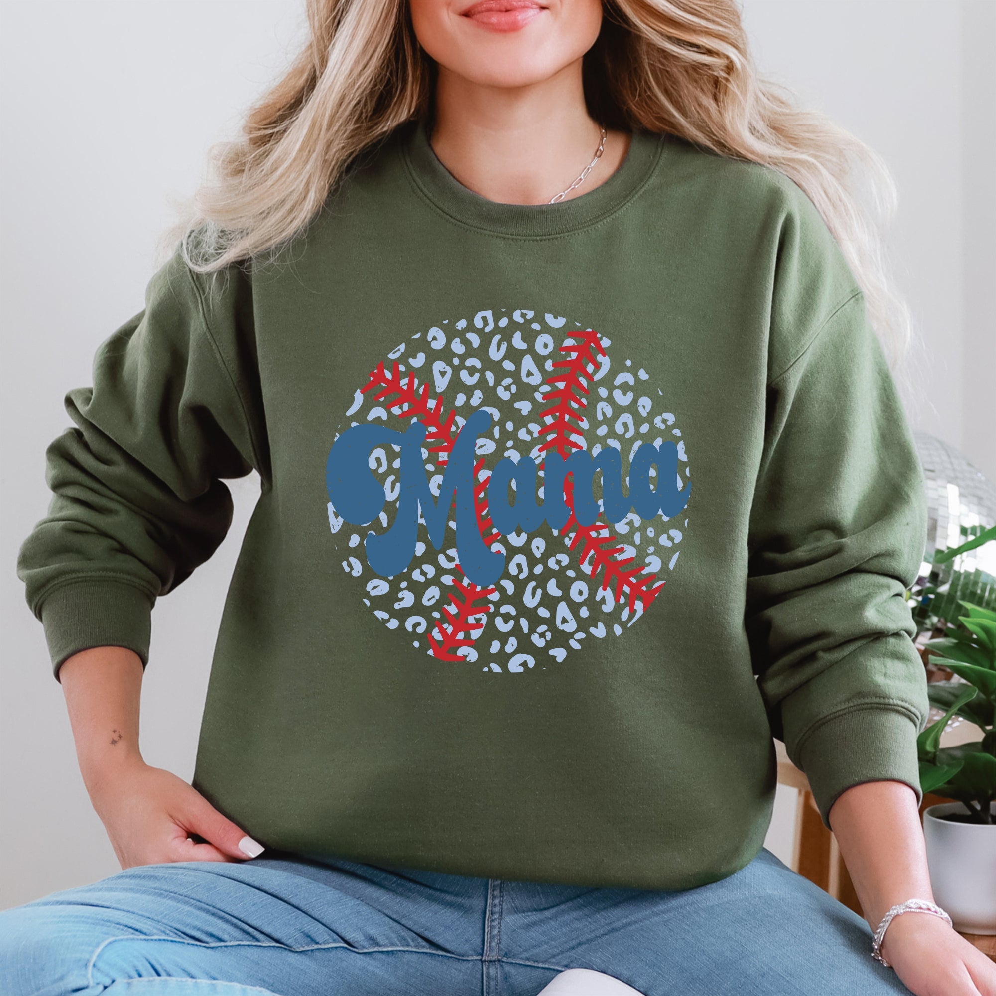 Retro Leopard Baseball Mama Sports Mother's Day Celebration Vintage Graphic Sweatshirt