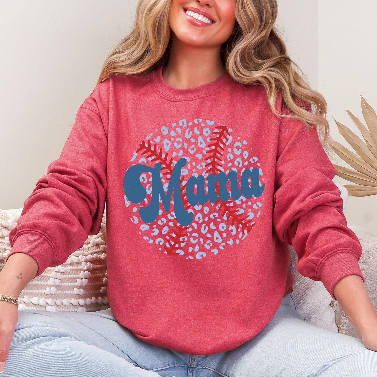 Retro Leopard Baseball Mama Sports Mother's Day Celebration Vintage Graphic Sweatshirt