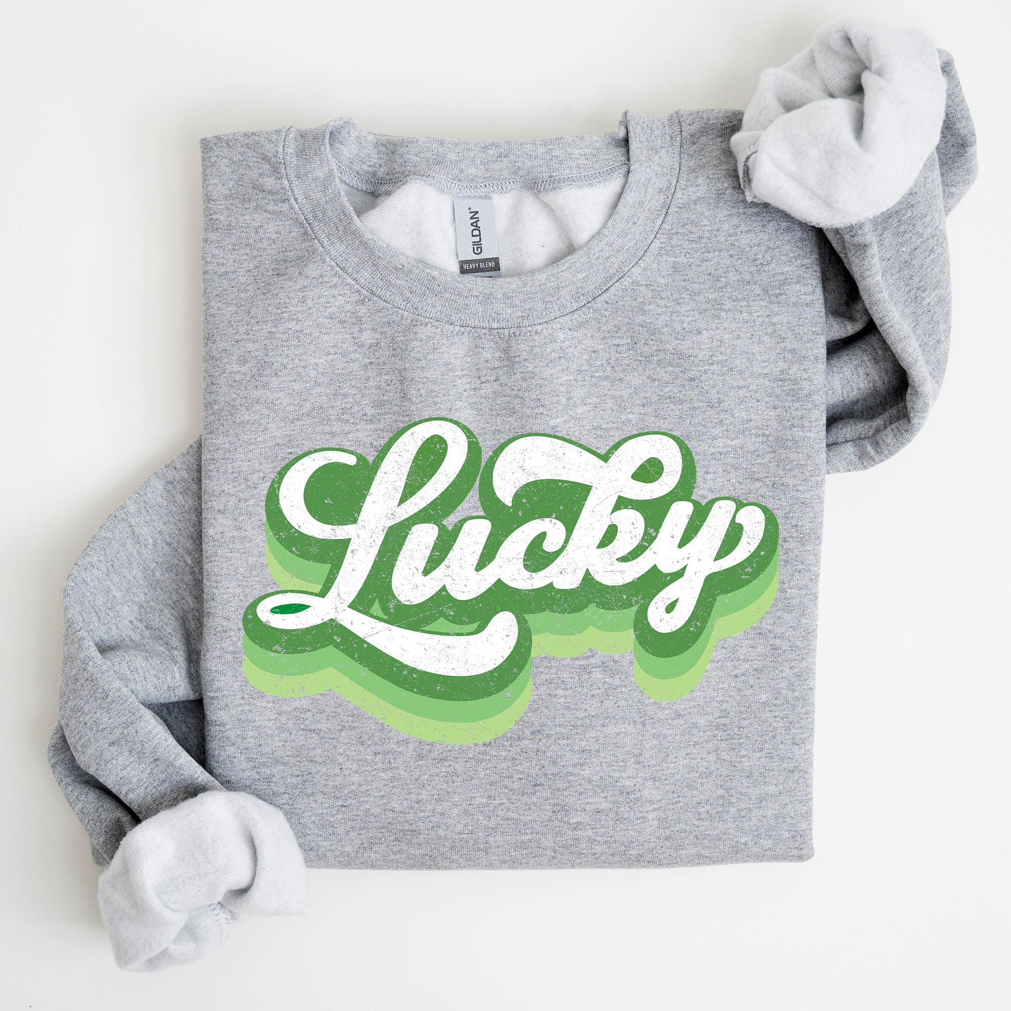 Retro Lucky Vintage Style St Patrick's Day Clover Motif Classic Holiday Sweatshirt