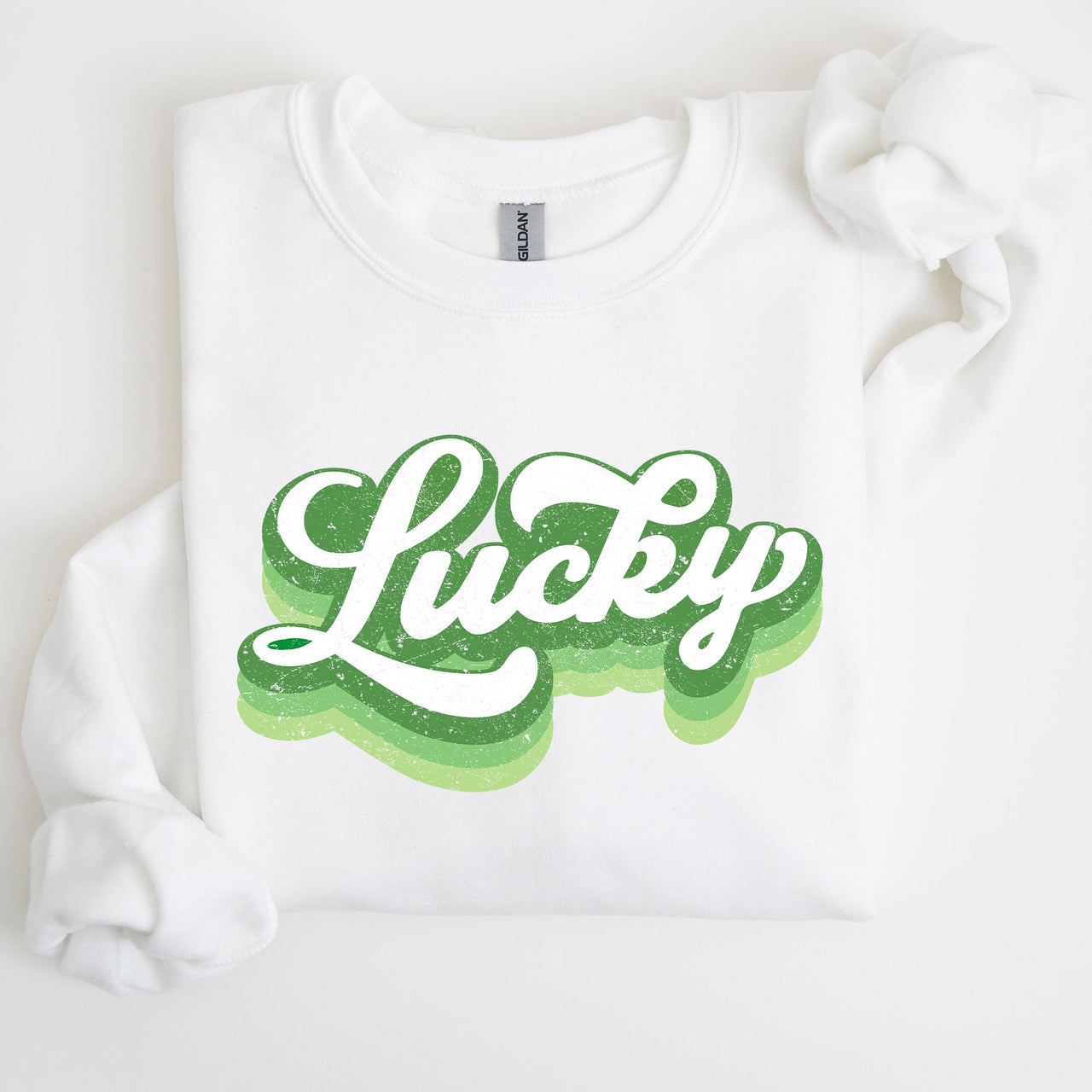 Retro Lucky Vintage Style St Patrick's Day Clover Motif Classic Holiday Sweatshirt