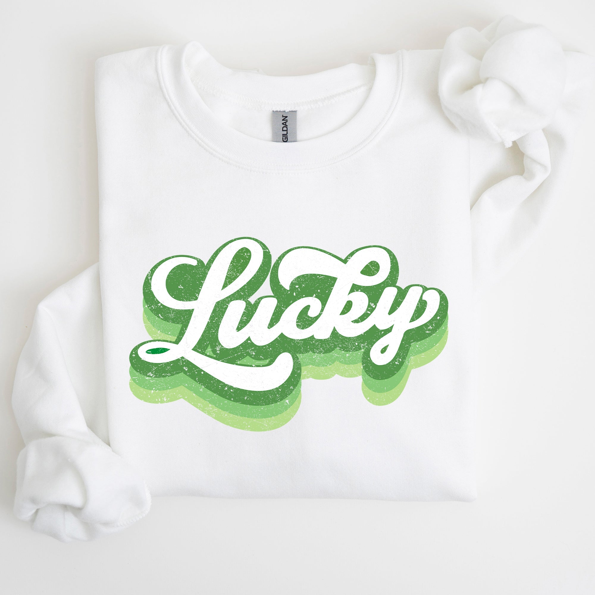 Retro Lucky Vintage Style St Patrick's Day Clover Motif Classic Holiday Sweatshirt