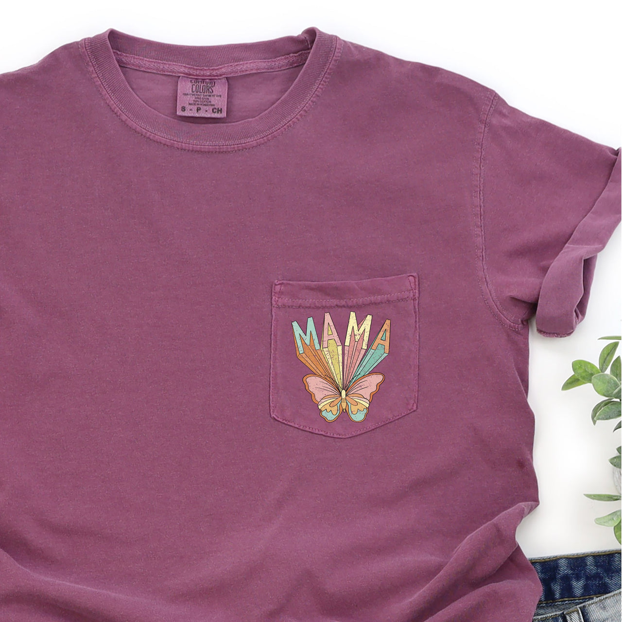 Retro Mama Butterfly Hippie Vintage Boho Style Pocket Tee Edition Forever Free Spirit Graphic Tee
