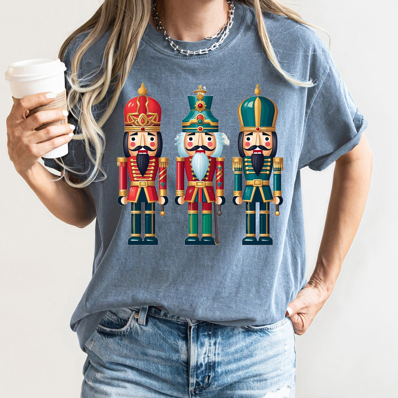Retro Nutcrackers Classic Colorful Christmas Print Illustration For Holiday Season And Nostalgia Comfort Colors Tee