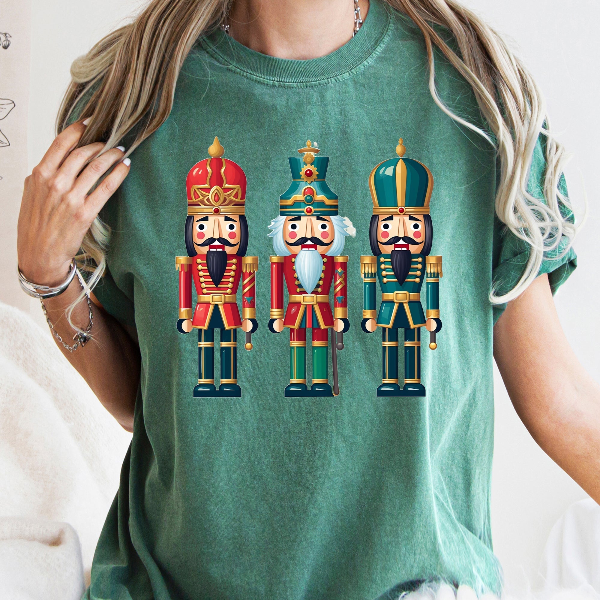 Retro Nutcrackers Classic Colorful Christmas Print Illustration For Holiday Season And Nostalgia Comfort Colors Tee
