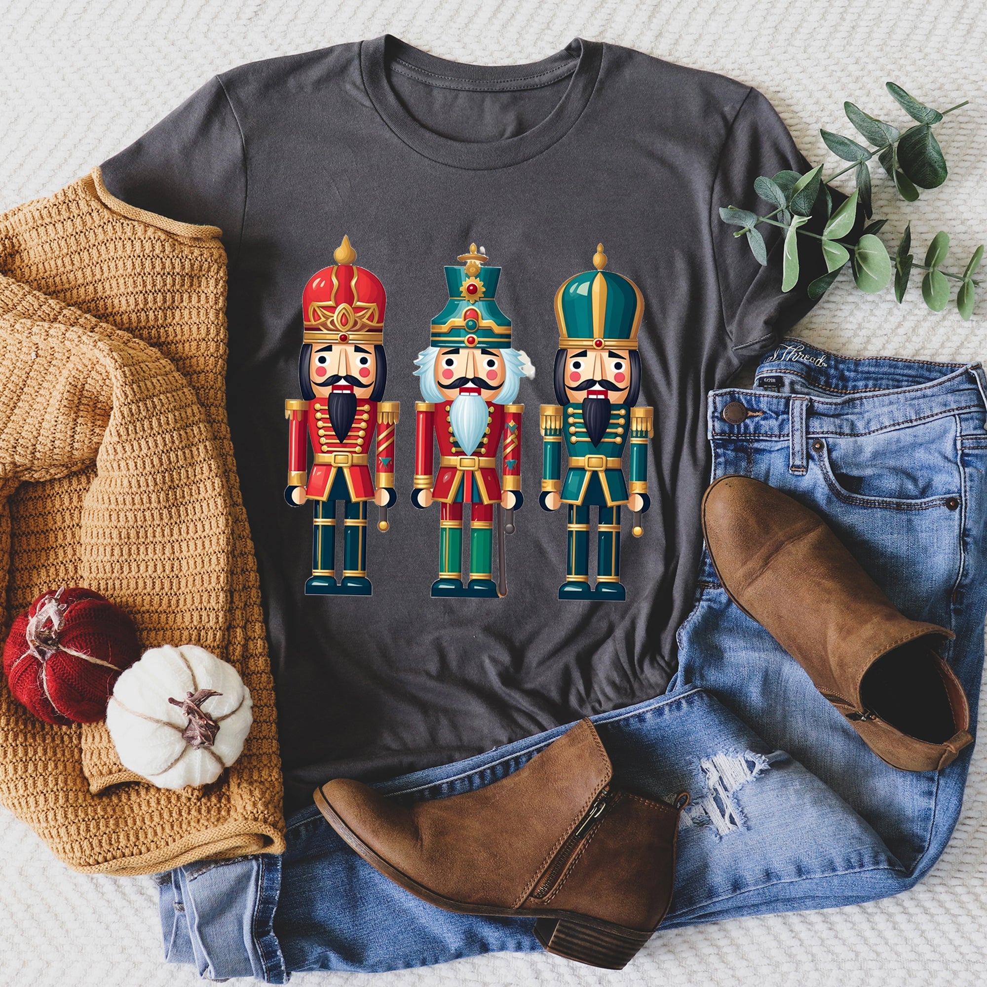 Retro Nutcrackers Classic Christmas Colorful Festive Scene Illustration Graphic Tee