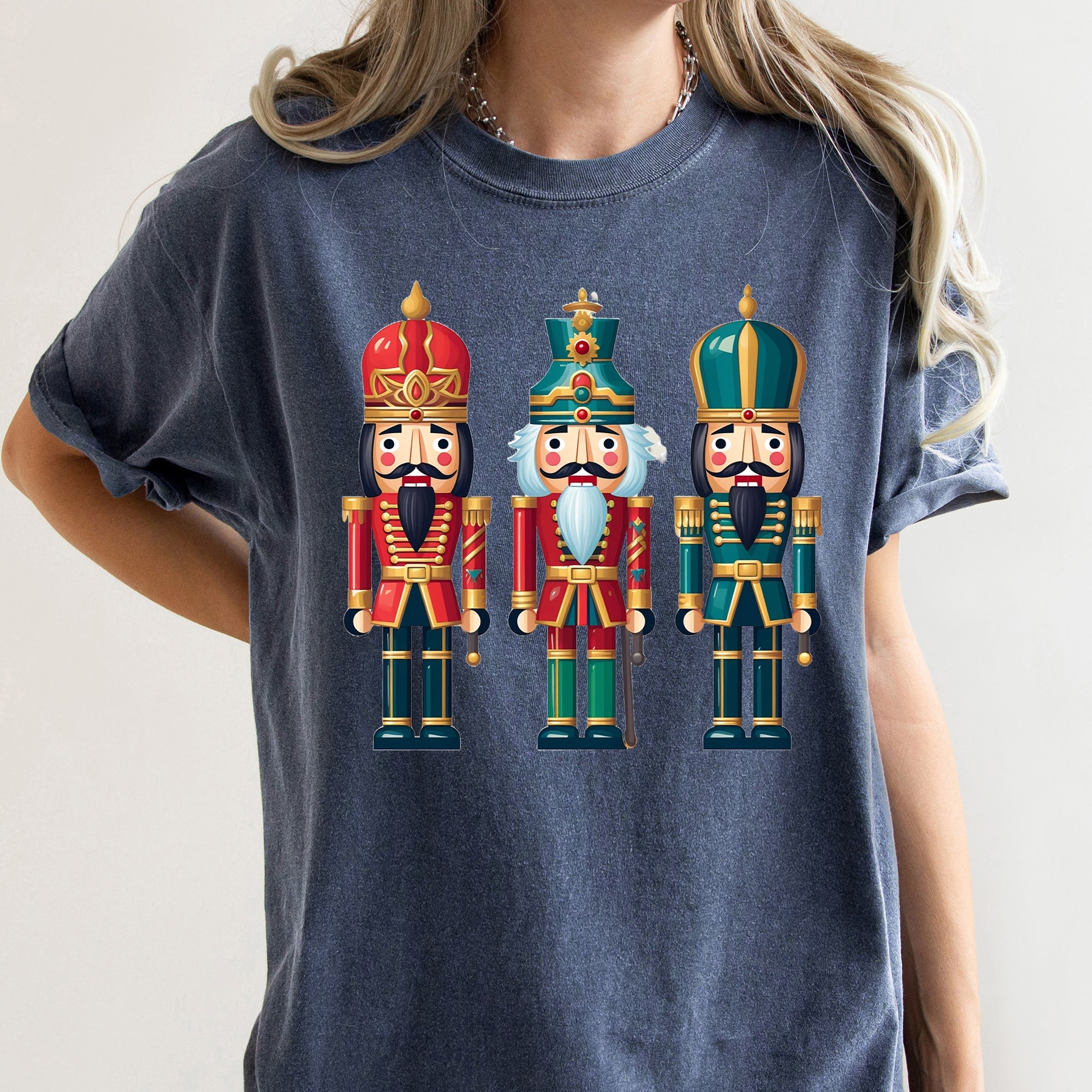 Retro Nutcrackers Classic Colorful Christmas Print Illustration For Holiday Season And Nostalgia Comfort Colors Tee