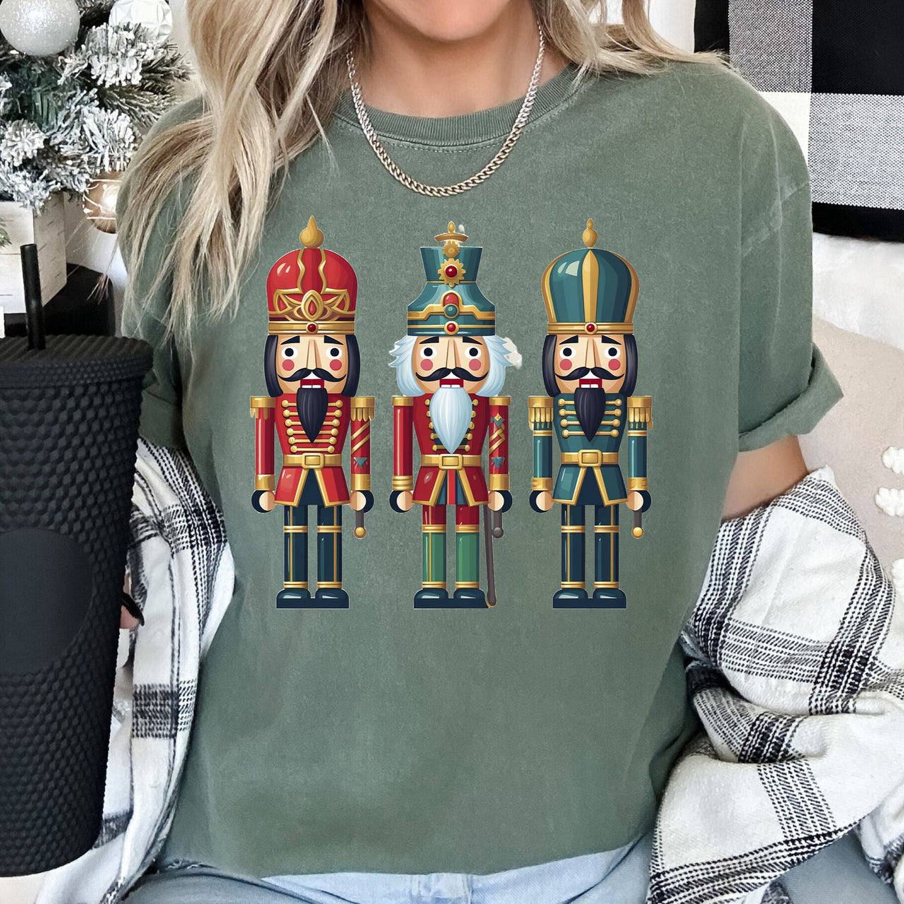 Retro Nutcrackers Classic Colorful Christmas Print Illustration For Holiday Season And Nostalgia Comfort Colors Tee