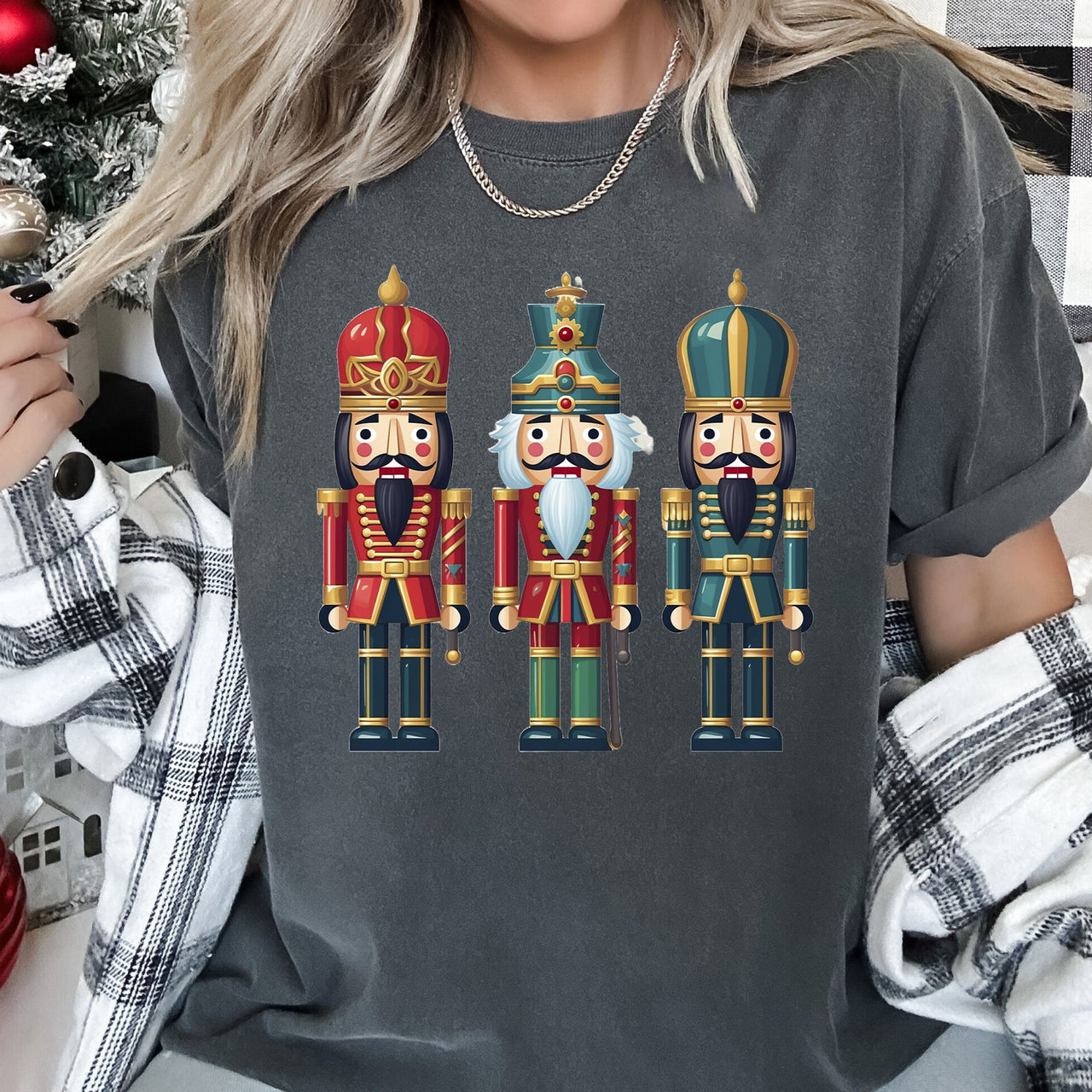 Retro Nutcrackers Classic Colorful Christmas Print Illustration For Holiday Season And Nostalgia Comfort Colors Tee