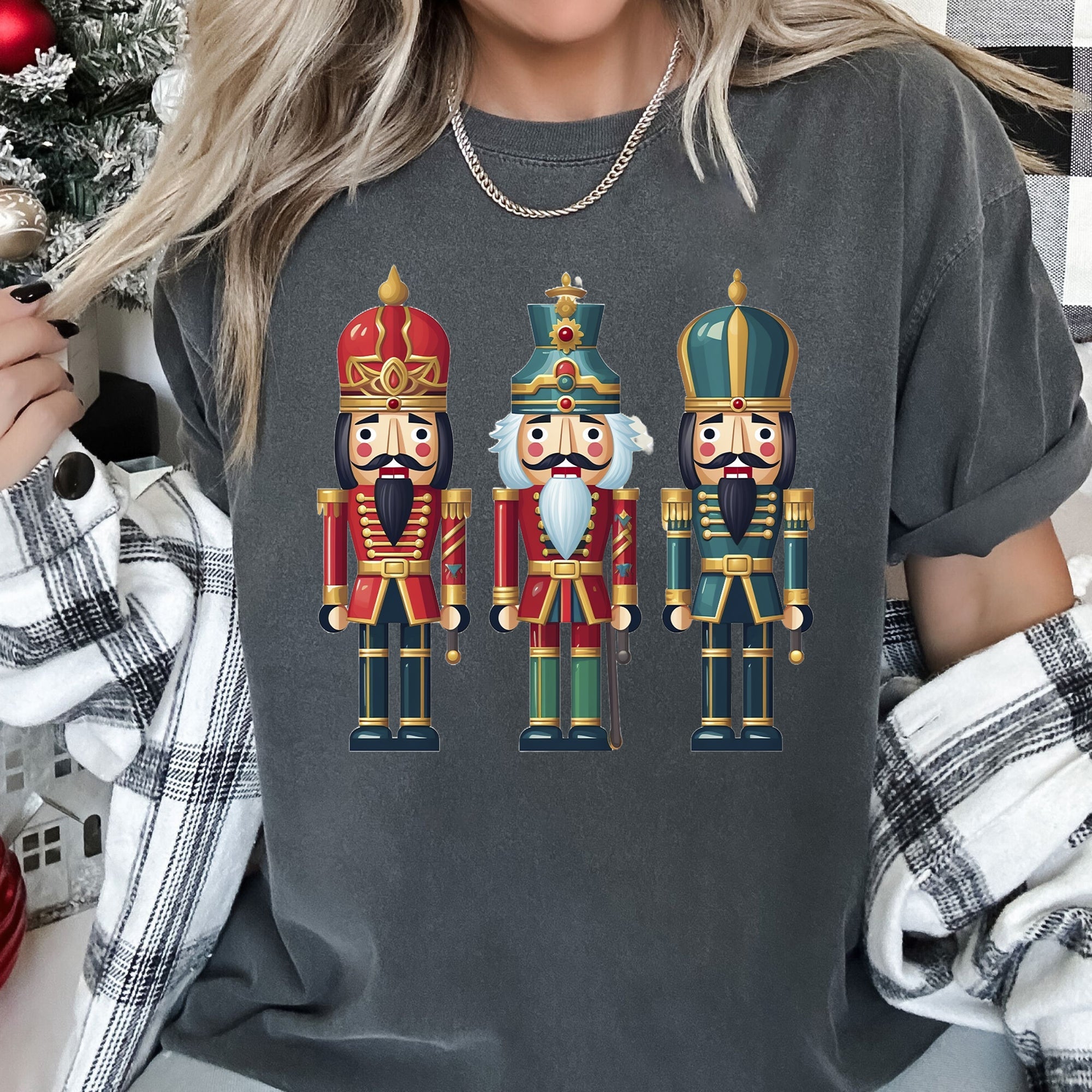 Retro Nutcrackers Classic Colorful Christmas Print Illustration For Holiday Season And Nostalgia Comfort Colors Tee