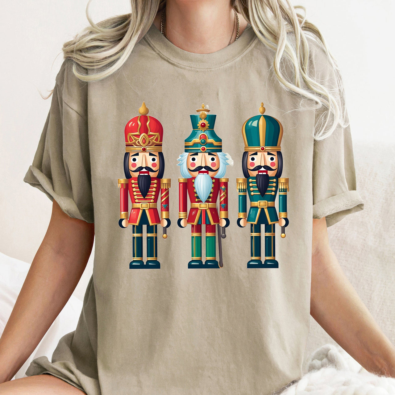 Retro Nutcrackers Classic Colorful Christmas Print Illustration For Holiday Season And Nostalgia Comfort Colors Tee