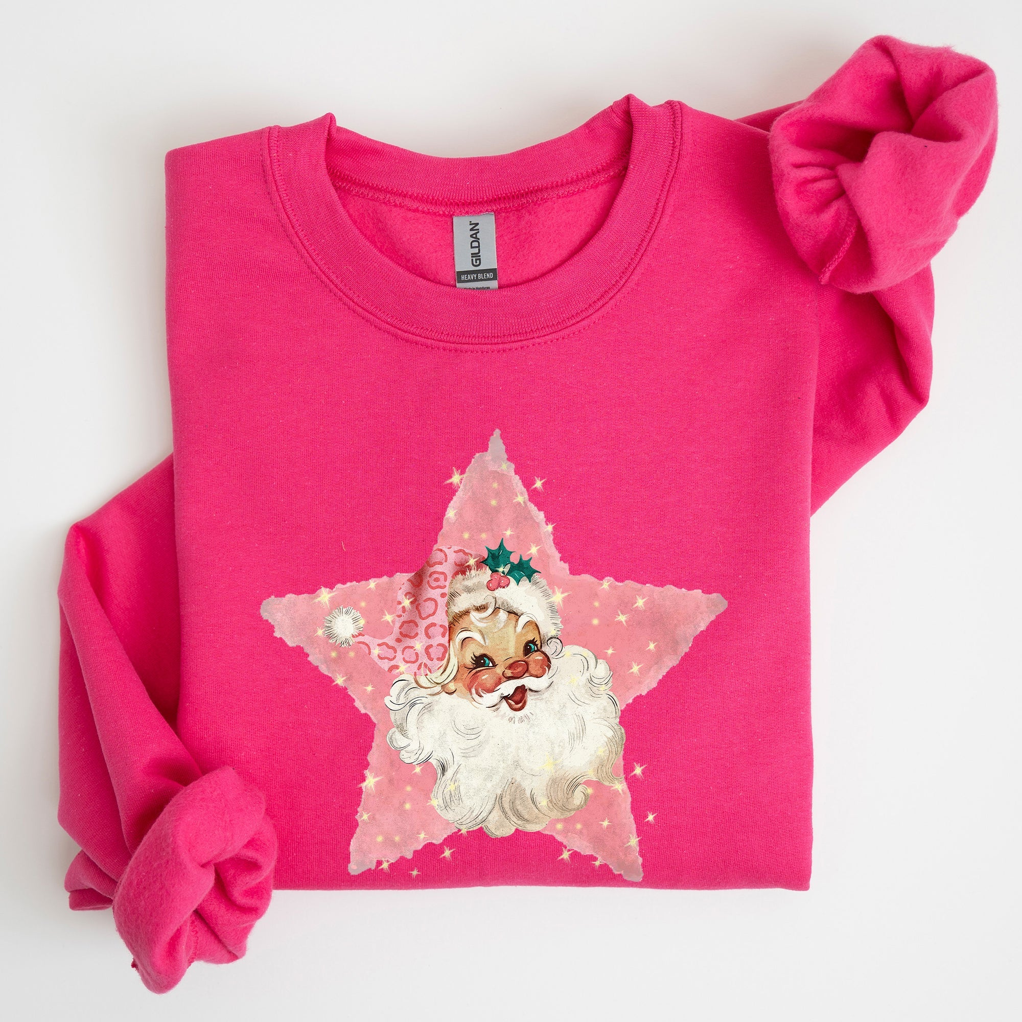 Retro Santa Pink Star Christmas Winter Xmas Holiday Collection Limited Edition Sweatshirt