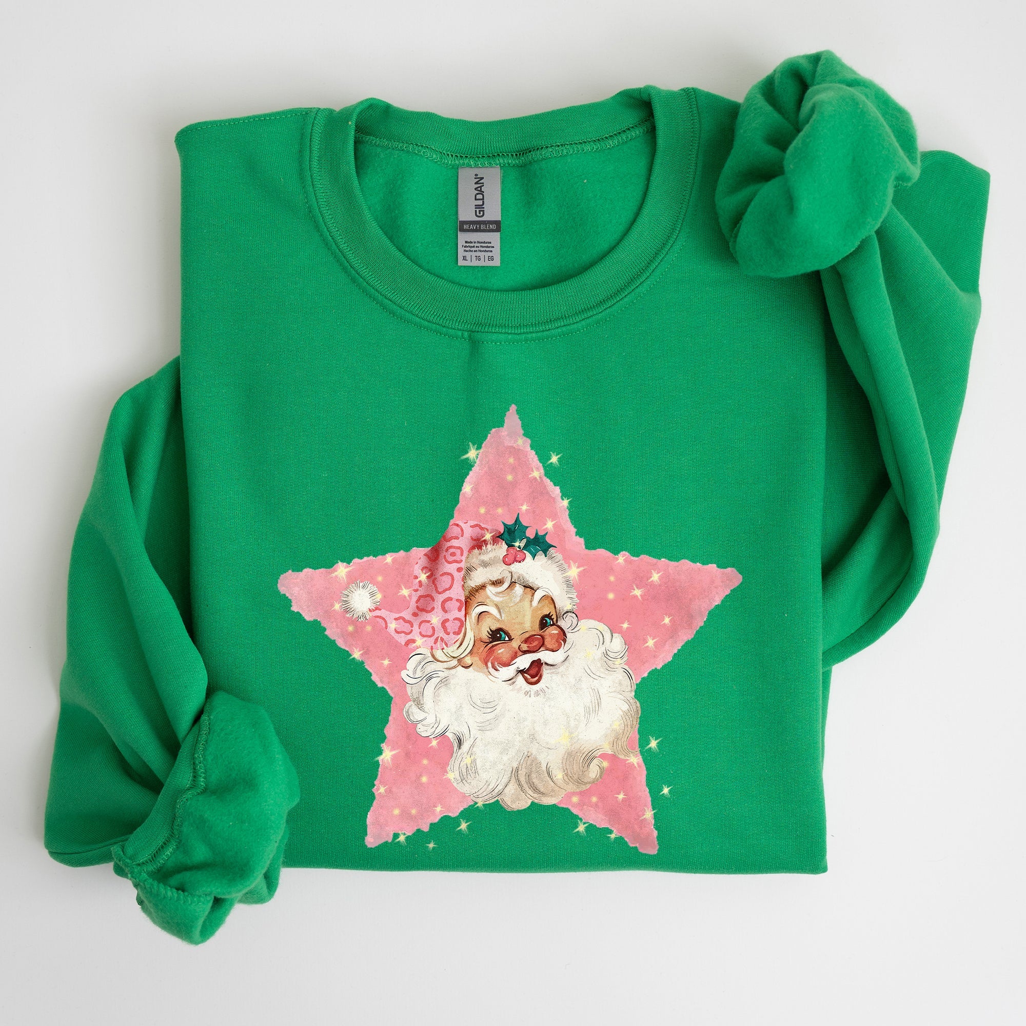 Retro Santa Pink Star Christmas Winter Xmas Holiday Collection Limited Edition Sweatshirt