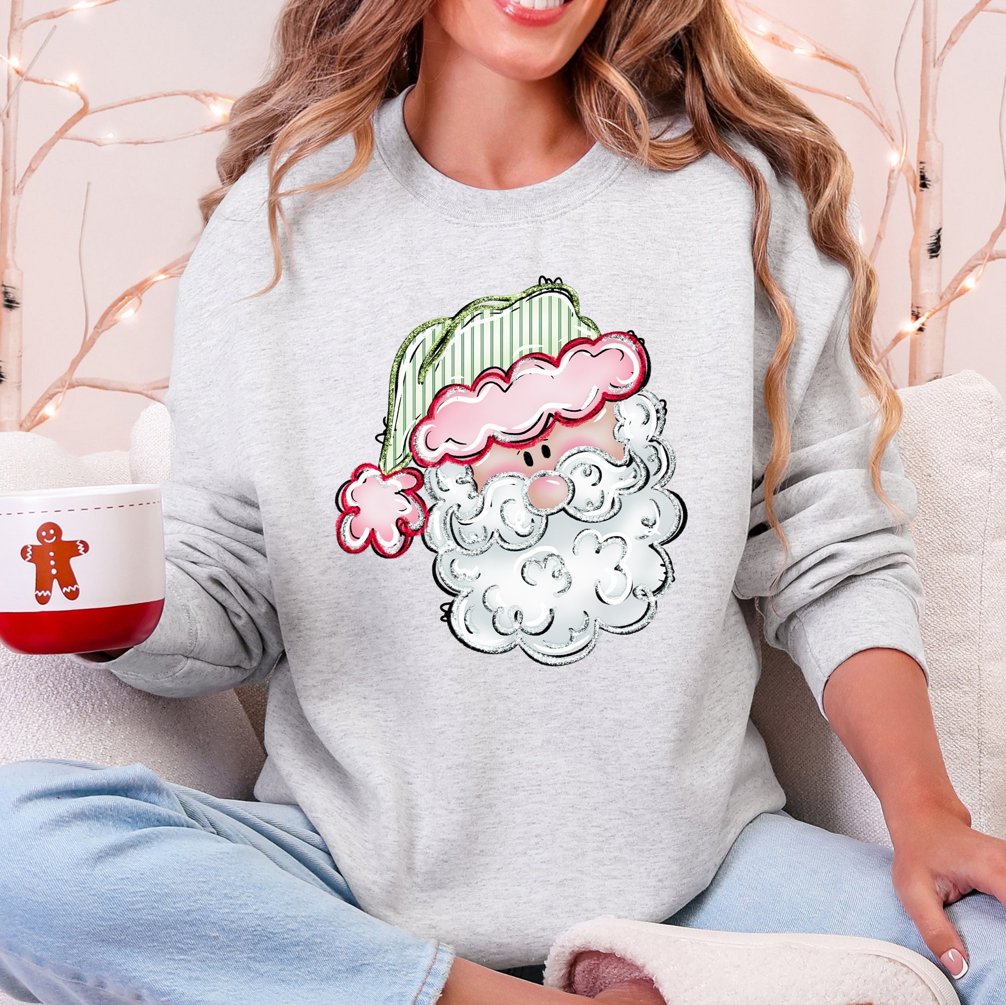 Retro Santa Christmas Stripes Nostalgic Holiday Print With Classic Vintage Charm Edition Sweatshirt