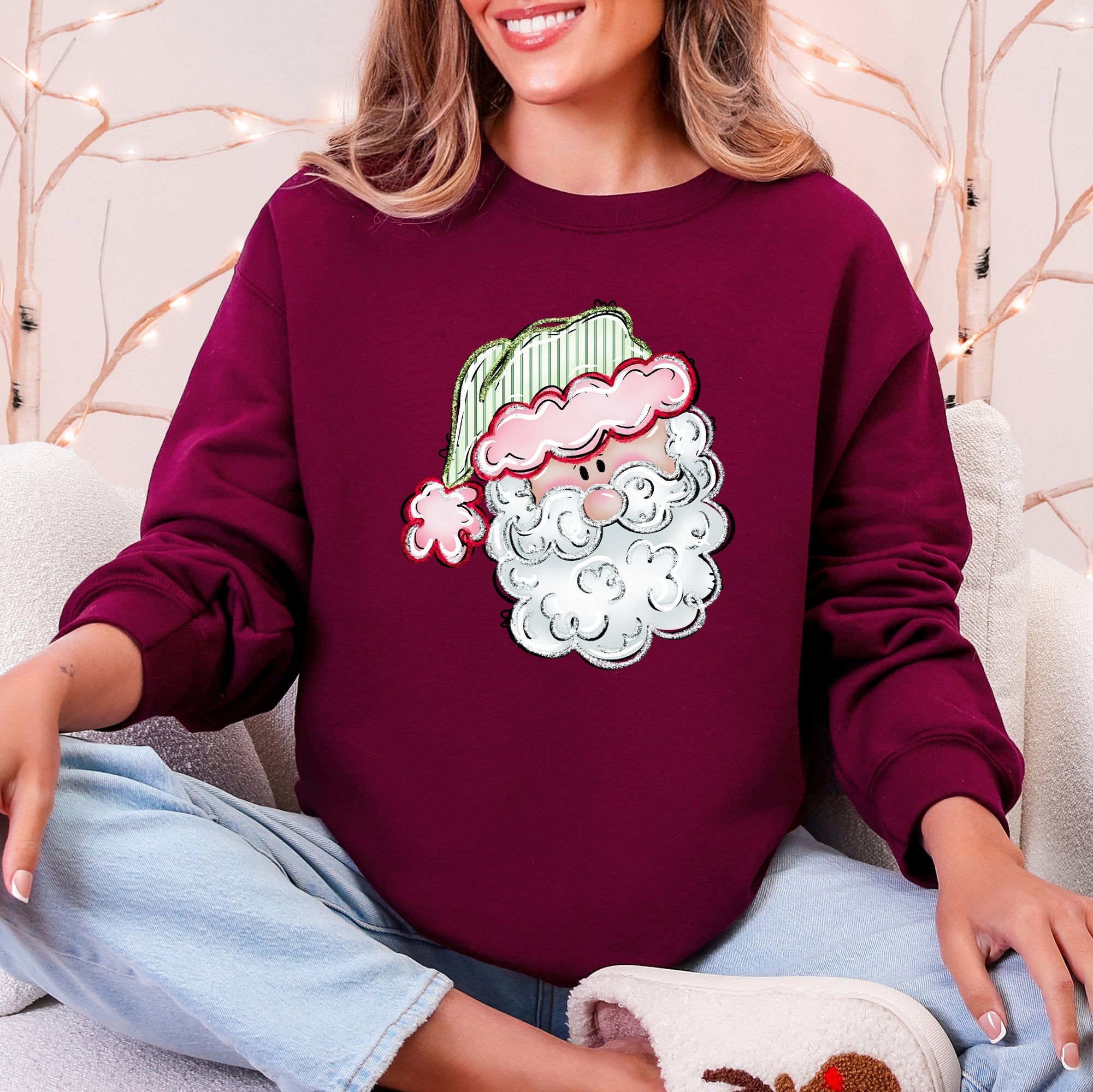 Retro Santa Christmas Stripes Nostalgic Holiday Print With Classic Vintage Charm Edition Sweatshirt