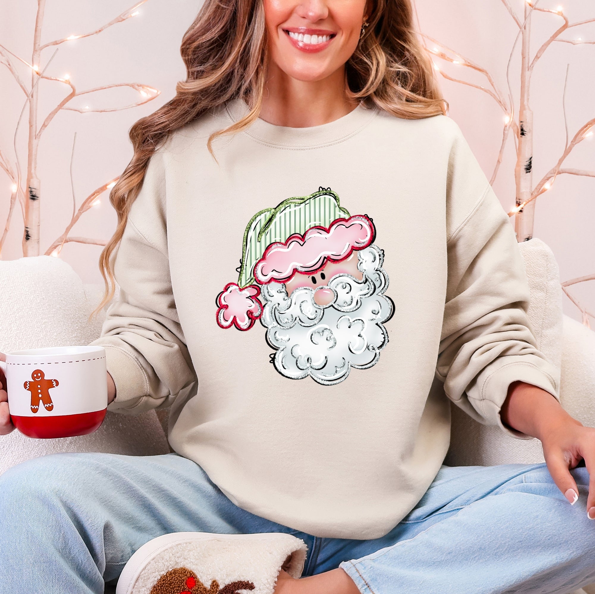 Retro Santa Christmas Stripes Nostalgic Holiday Print With Classic Vintage Charm Edition Sweatshirt