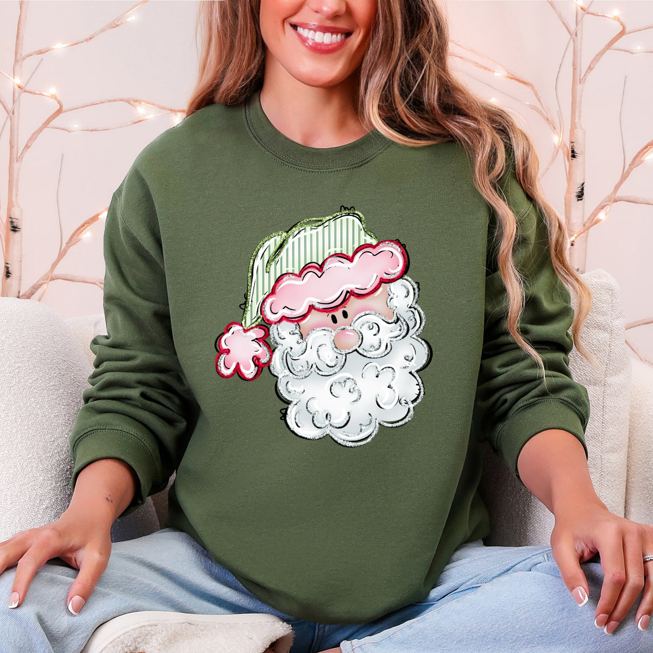 Retro Santa Christmas Stripes Nostalgic Holiday Print With Classic Vintage Charm Edition Sweatshirt