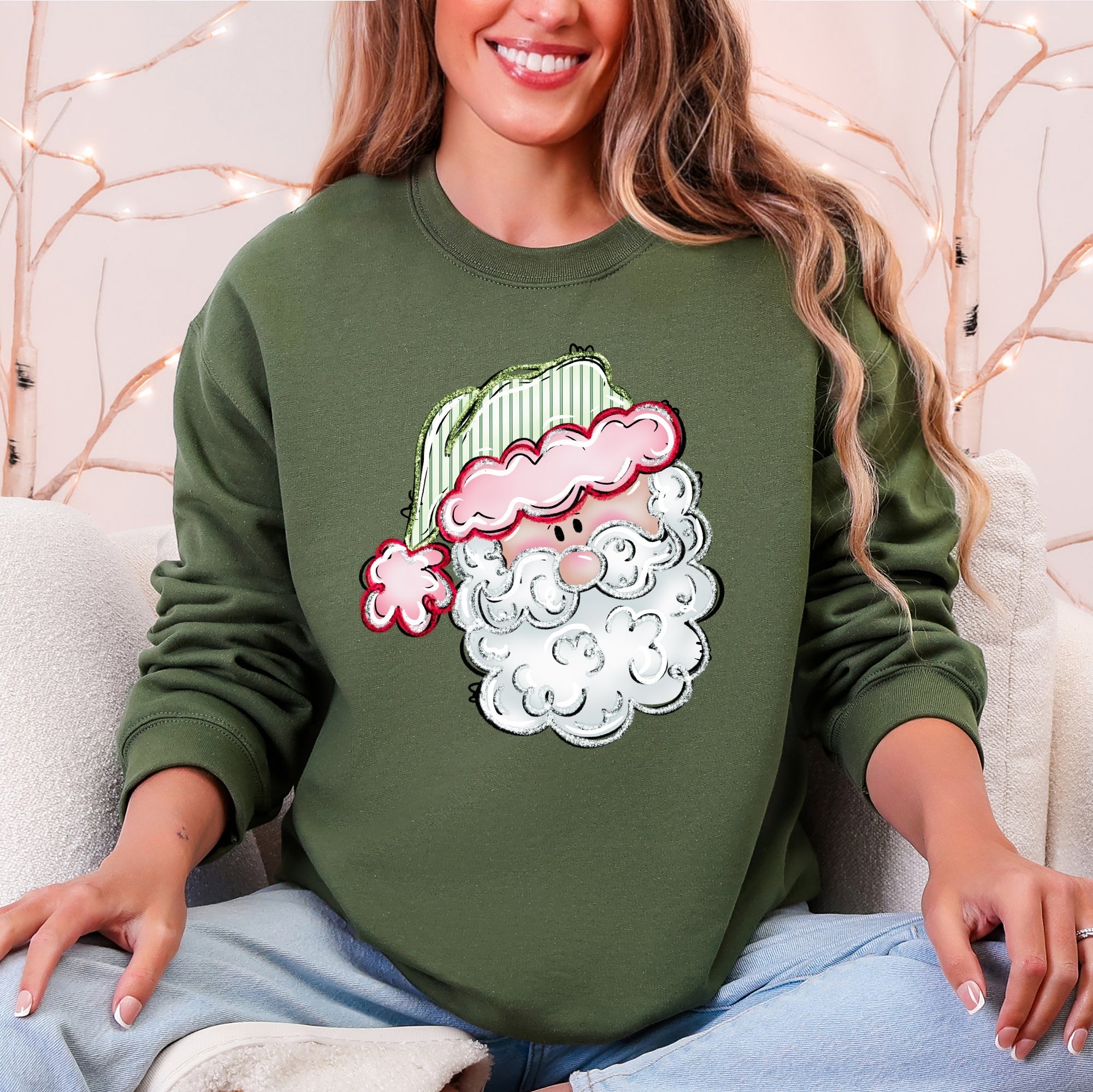 Retro Santa Christmas Stripes Nostalgic Holiday Print With Classic Vintage Charm Edition Sweatshirt