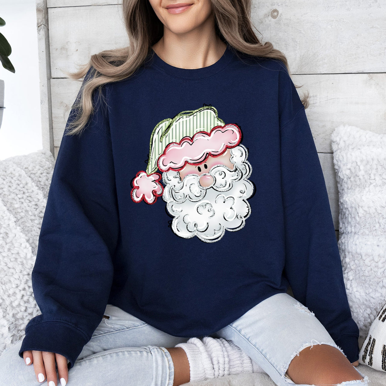 Retro Santa Christmas Stripes Nostalgic Holiday Print With Classic Vintage Charm Edition Sweatshirt