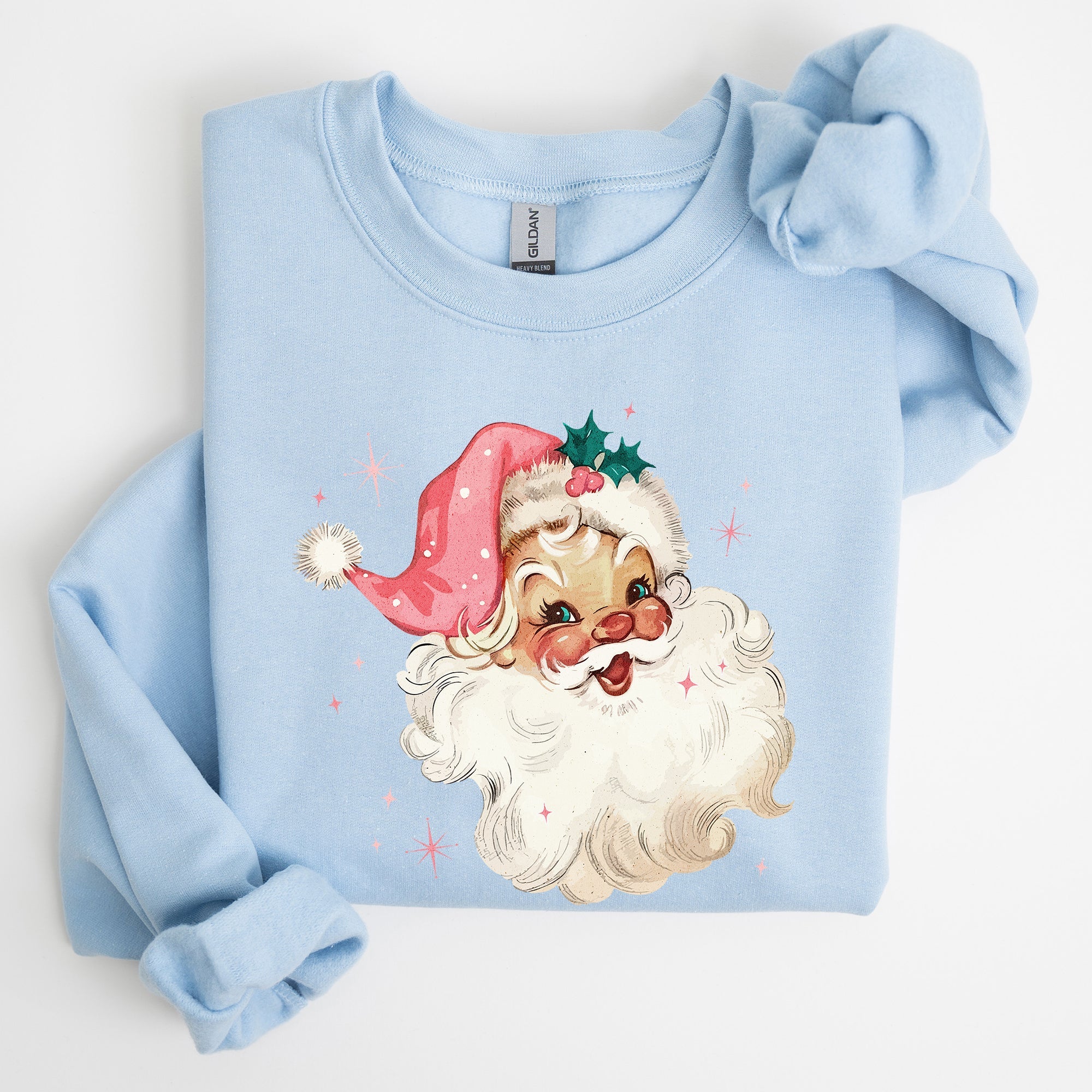 Retro Santa Pink Christmas Sparkles Vintage Winter Snow Xmas Retro Inspired Sweatshirt