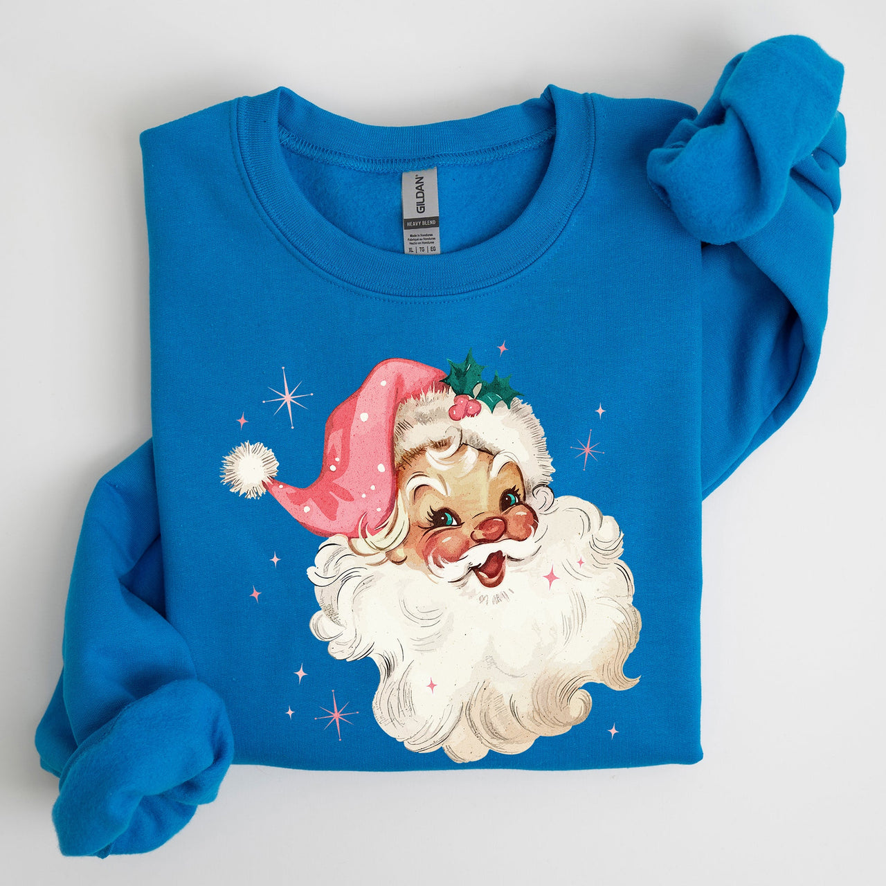 Retro Santa Pink Christmas Sparkles Vintage Winter Snow Xmas Retro Inspired Sweatshirt