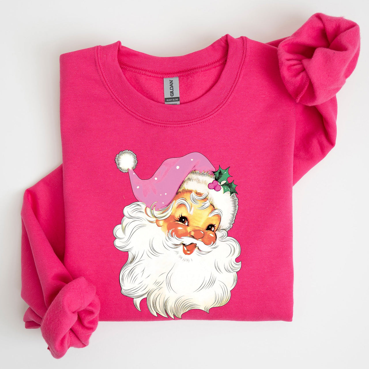 Retro Santa Pink Classic Twinkle Christmas Winter Xmas Holiday Festive Cheer Sweatshirt