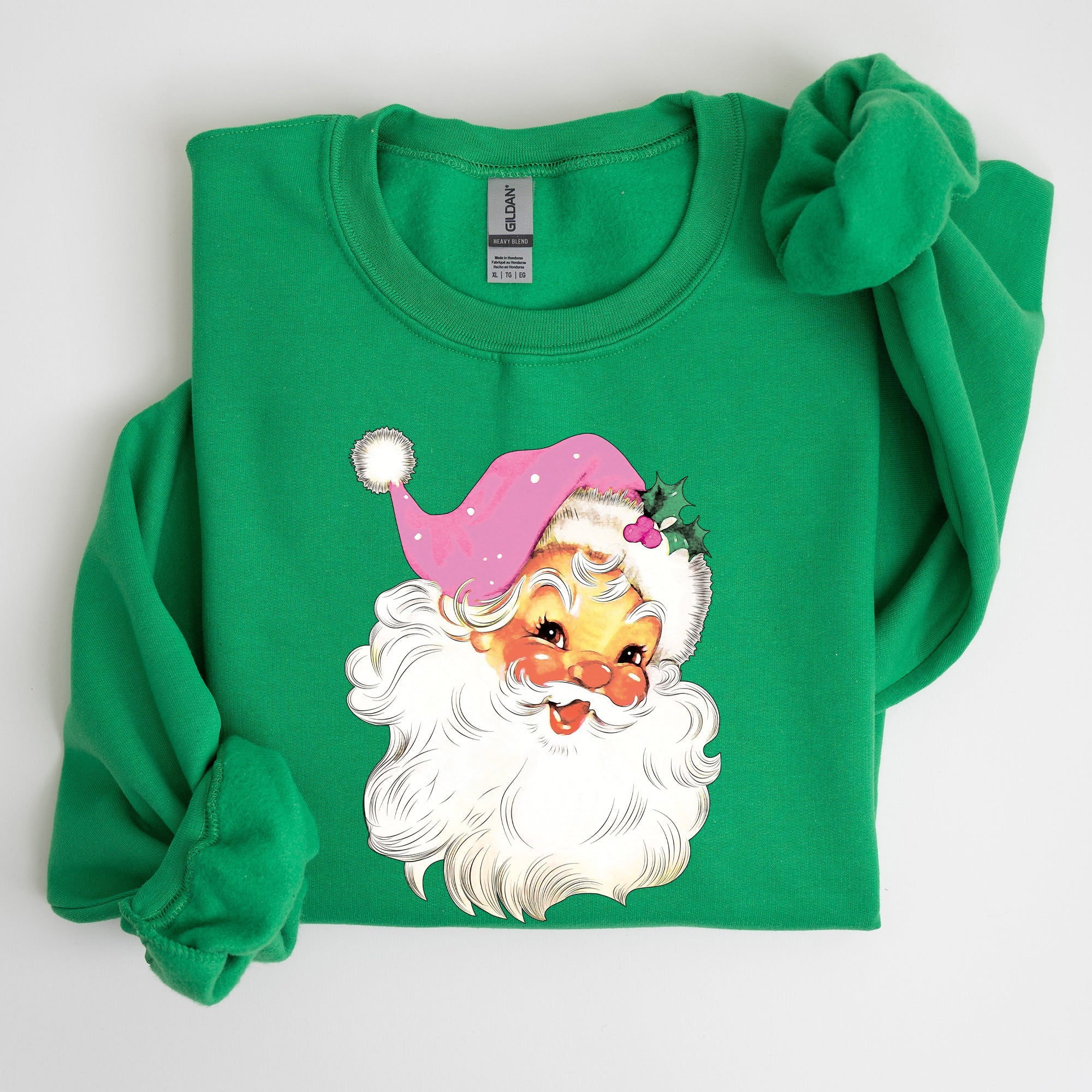 Retro Santa Pink Classic Twinkle Christmas Winter Xmas Holiday Festive Cheer Sweatshirt