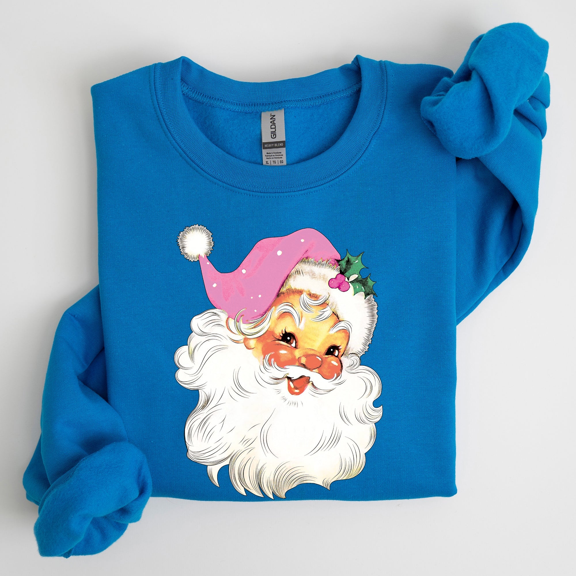 Retro Santa Pink Classic Twinkle Christmas Winter Xmas Holiday Festive Cheer Sweatshirt