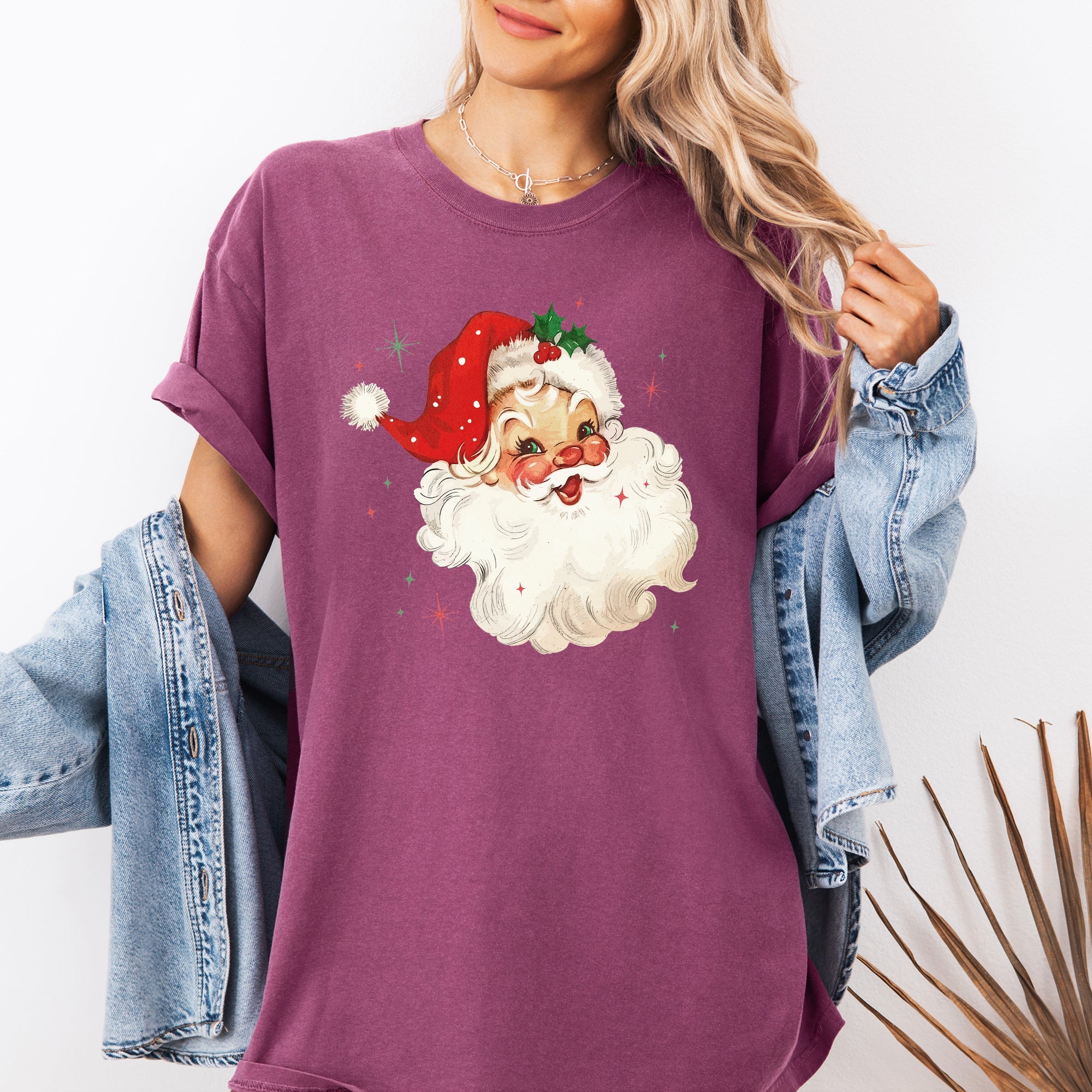 Retro Santa Christmas Sparkles Vintage Winter Snow Xmas Festive Premium Graphic Tee
