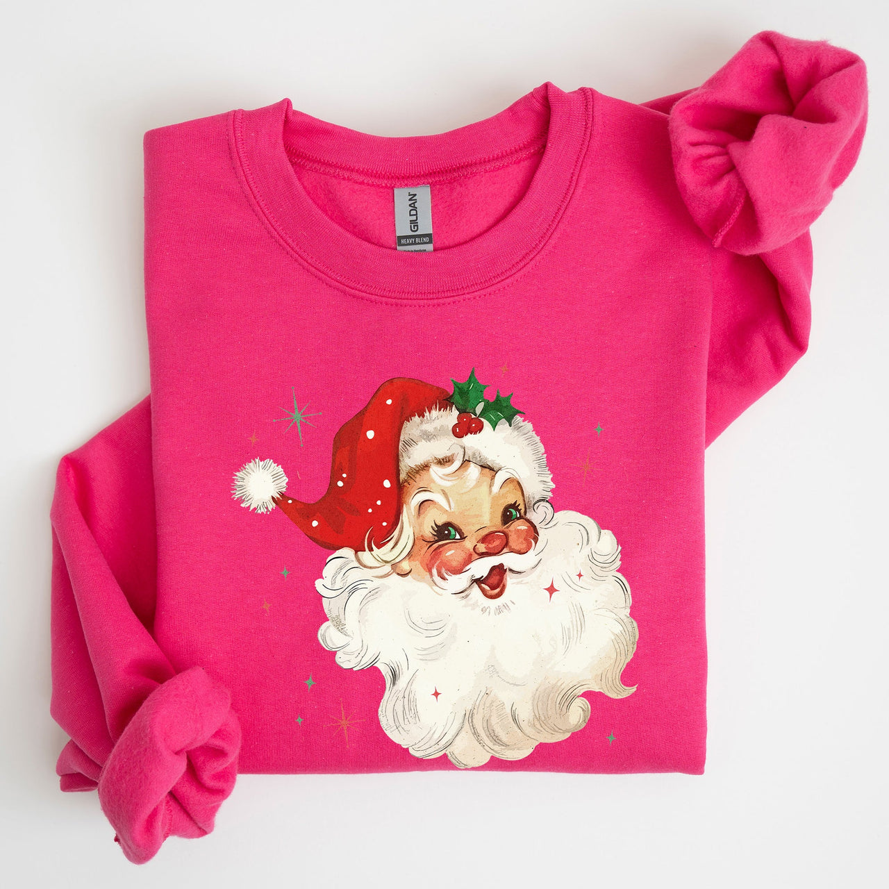 Retro Santa Red Christmas Sparkles Vintage Winter Snow Xmas Seasonal Graphic Sweatshirt