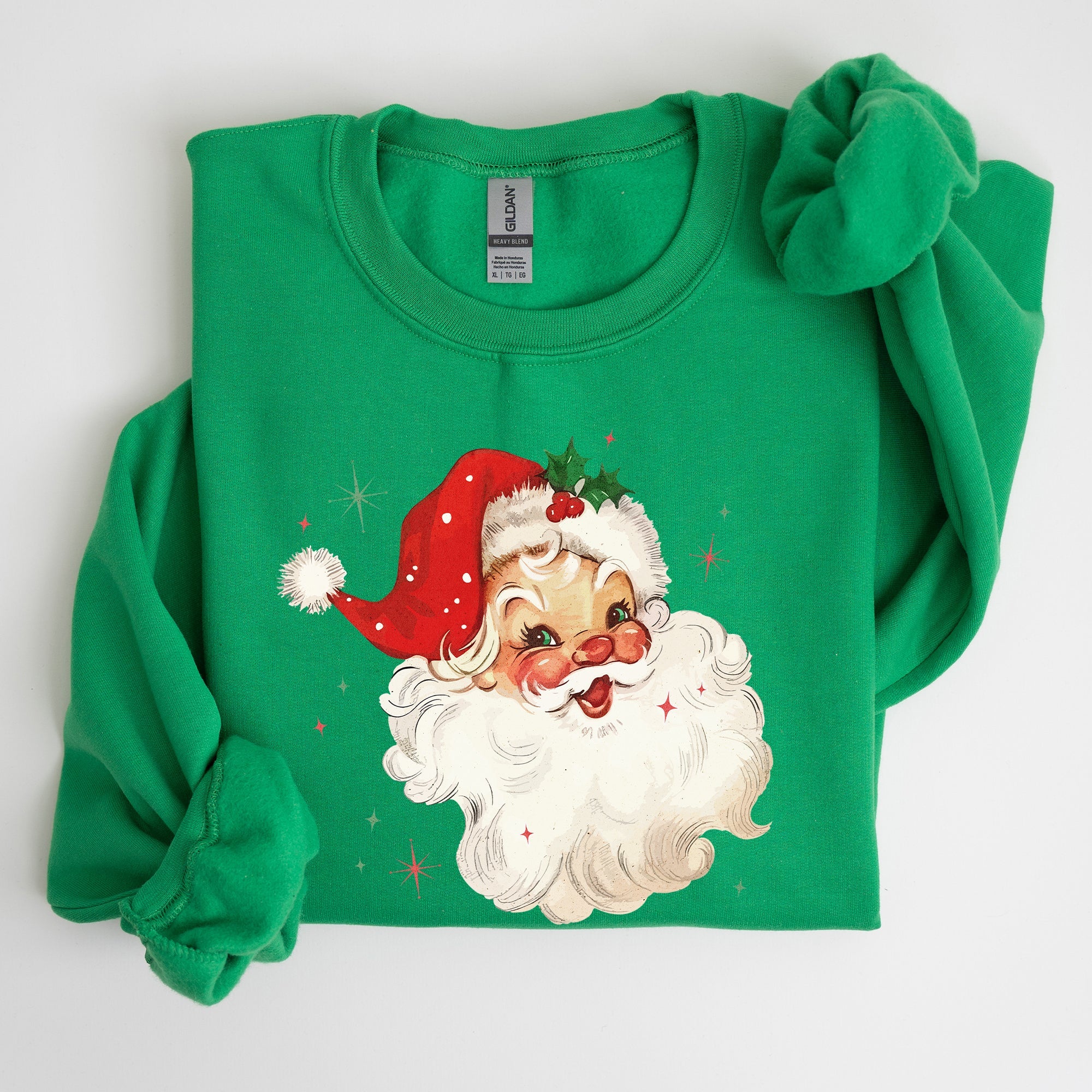Retro Santa Red Christmas Sparkles Vintage Winter Snow Xmas Seasonal Graphic Sweatshirt