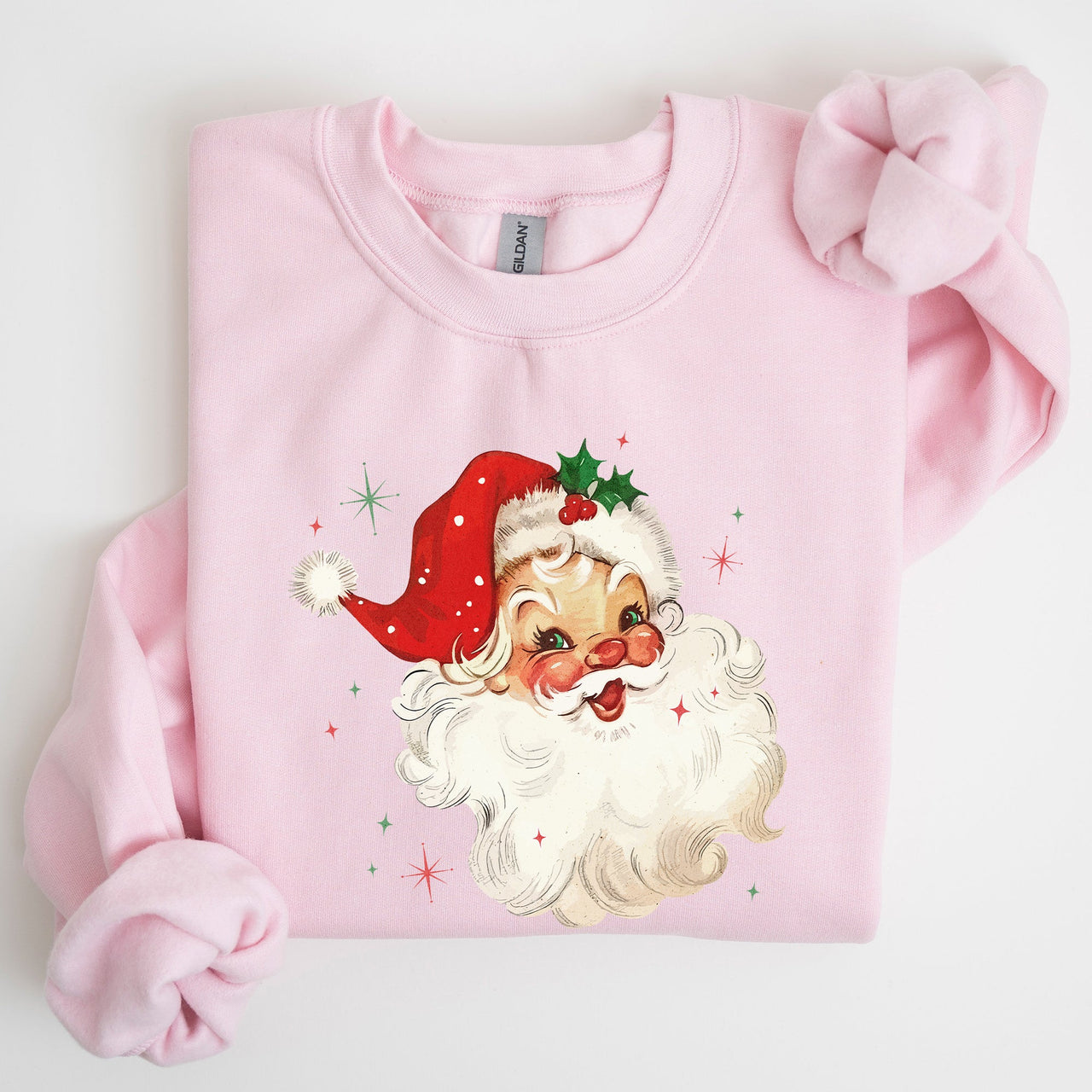 Retro Santa Red Christmas Sparkles Vintage Winter Snow Xmas Seasonal Graphic Sweatshirt