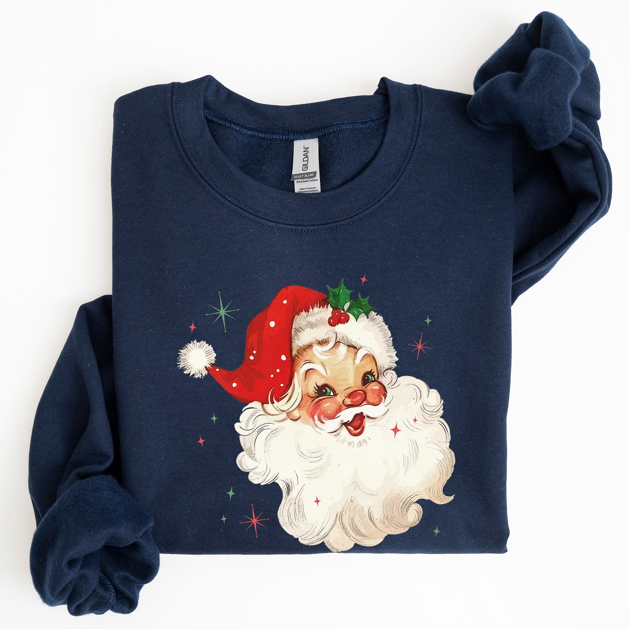Retro Santa Red Christmas Sparkles Vintage Winter Snow Xmas Seasonal Graphic Sweatshirt