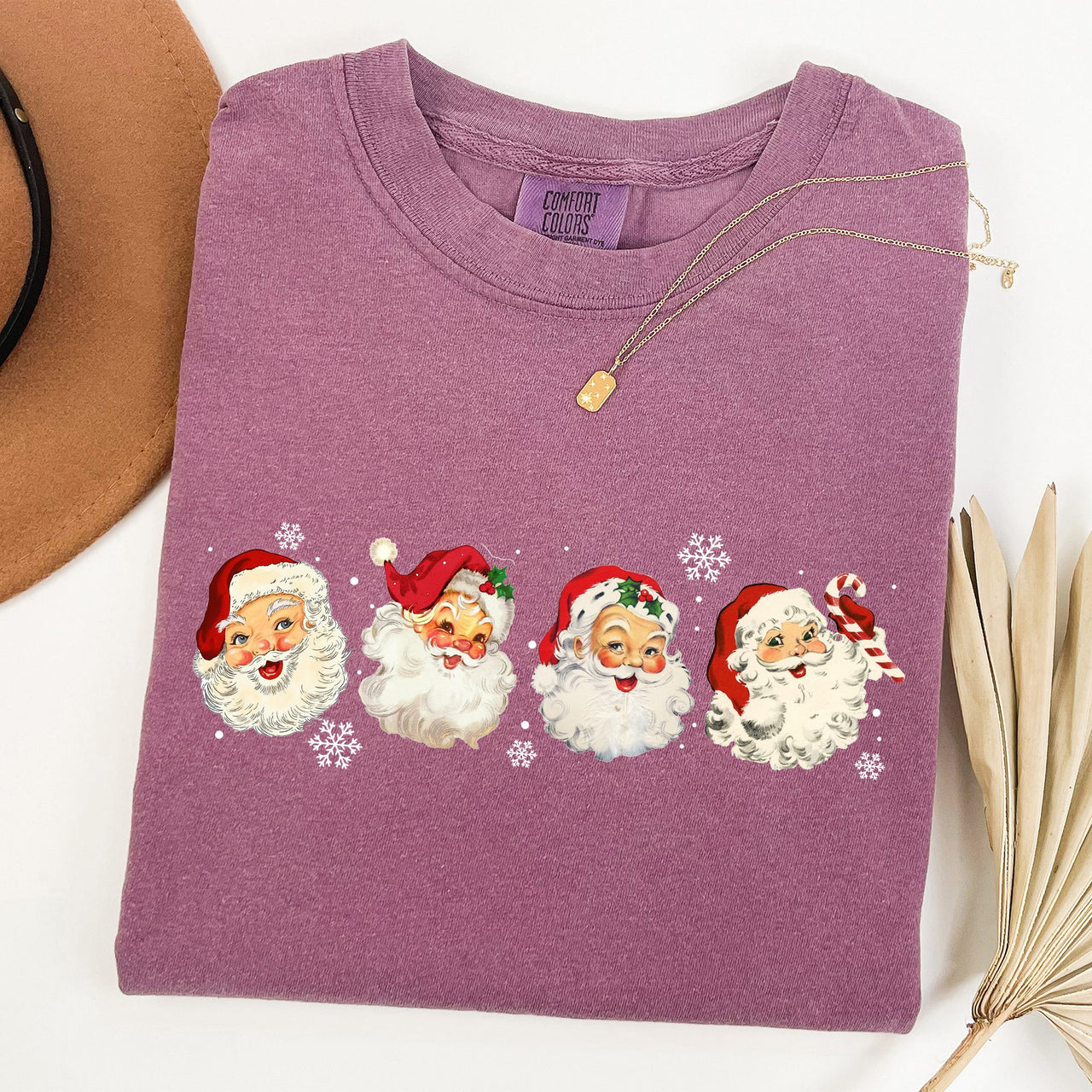 Retro Santas In A Row Christmas Winter Xmas Santas Holiday Parade Comfort Colors Tee