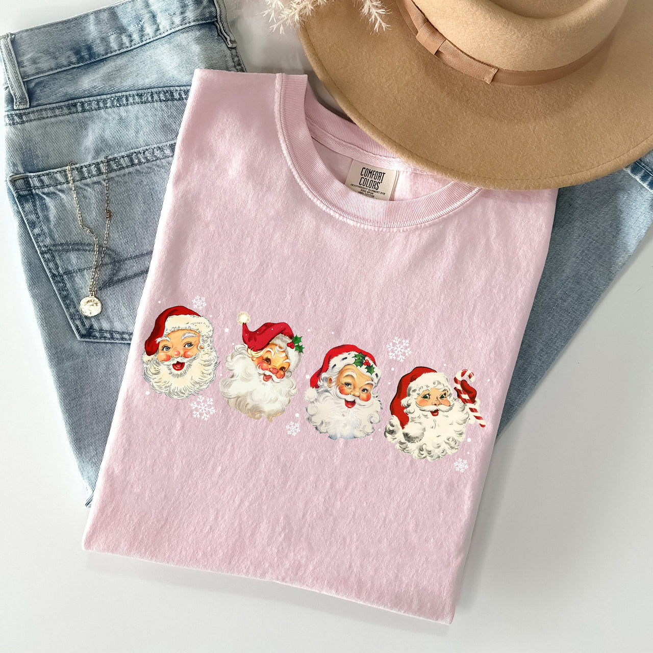 Retro Santas In A Row Christmas Winter Xmas Santas Holiday Parade Comfort Colors Tee