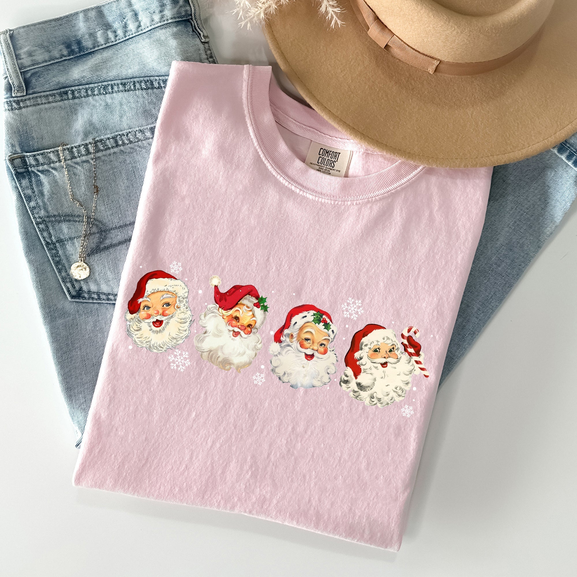 Retro Santas In A Row Christmas Winter Xmas Santas Holiday Parade Comfort Colors Tee