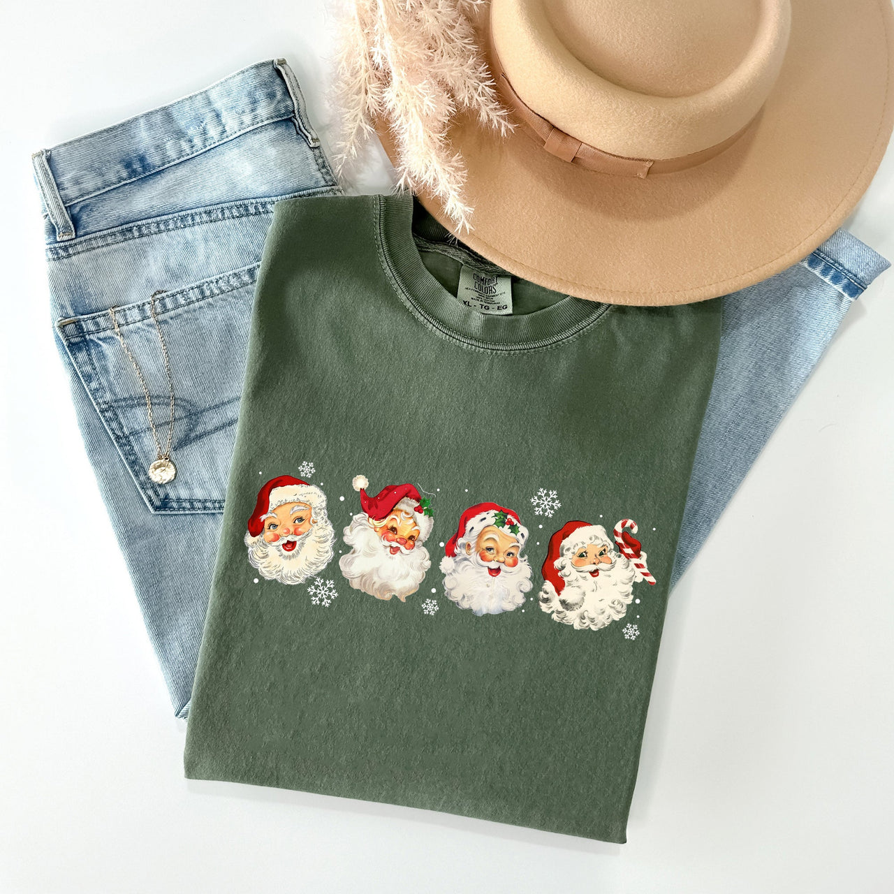 Retro Santas In A Row Christmas Winter Xmas Santas Holiday Parade Comfort Colors Tee