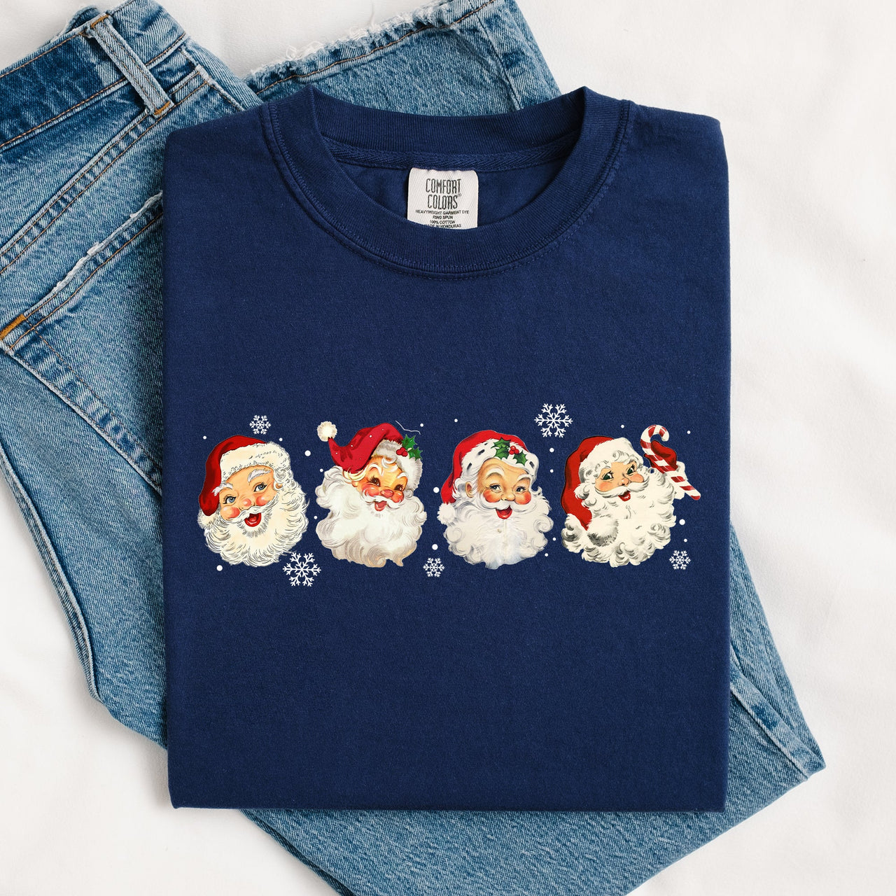 Retro Santas In A Row Christmas Winter Xmas Santas Holiday Parade Comfort Colors Tee