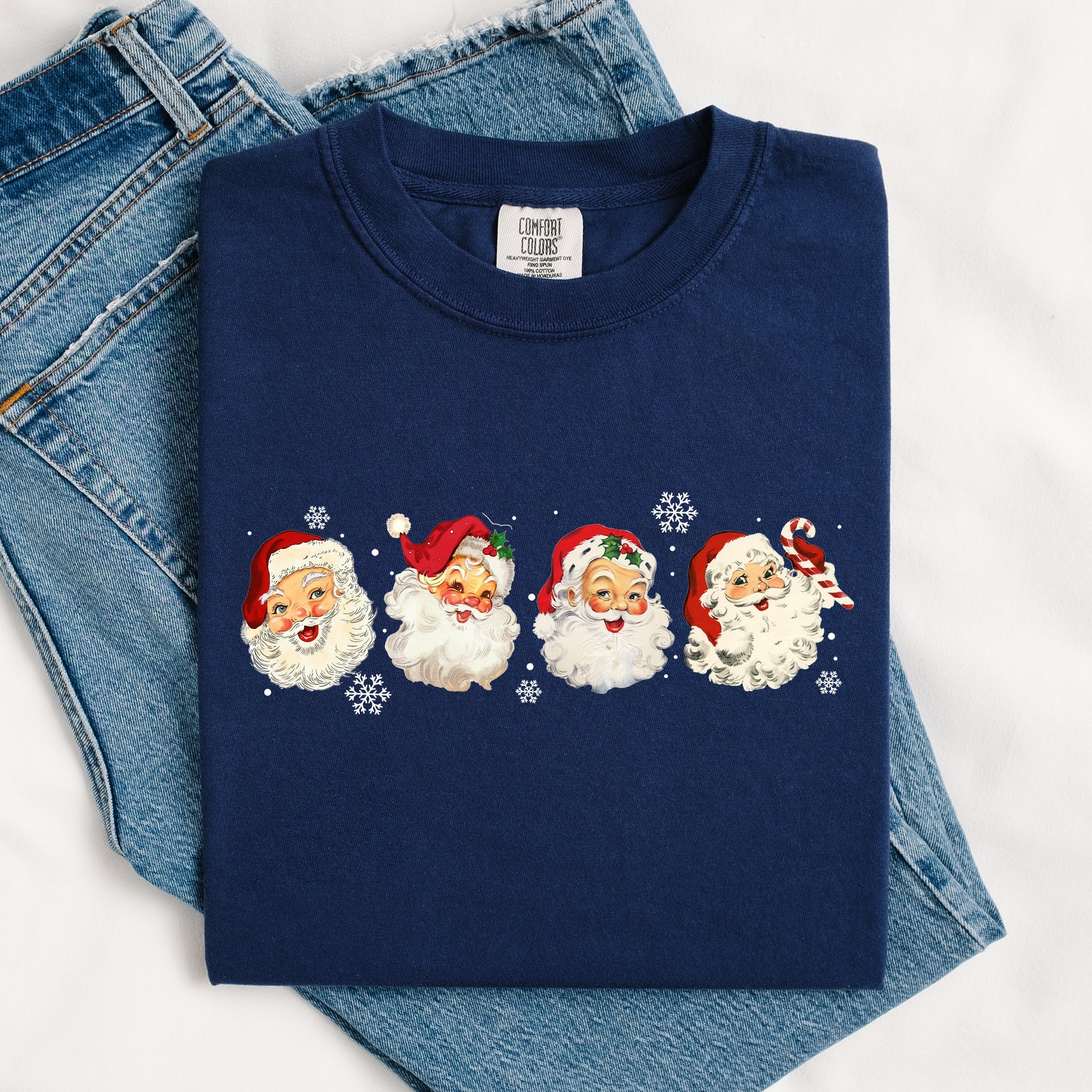 Retro Santas In A Row Christmas Winter Xmas Santas Holiday Parade Comfort Colors Tee