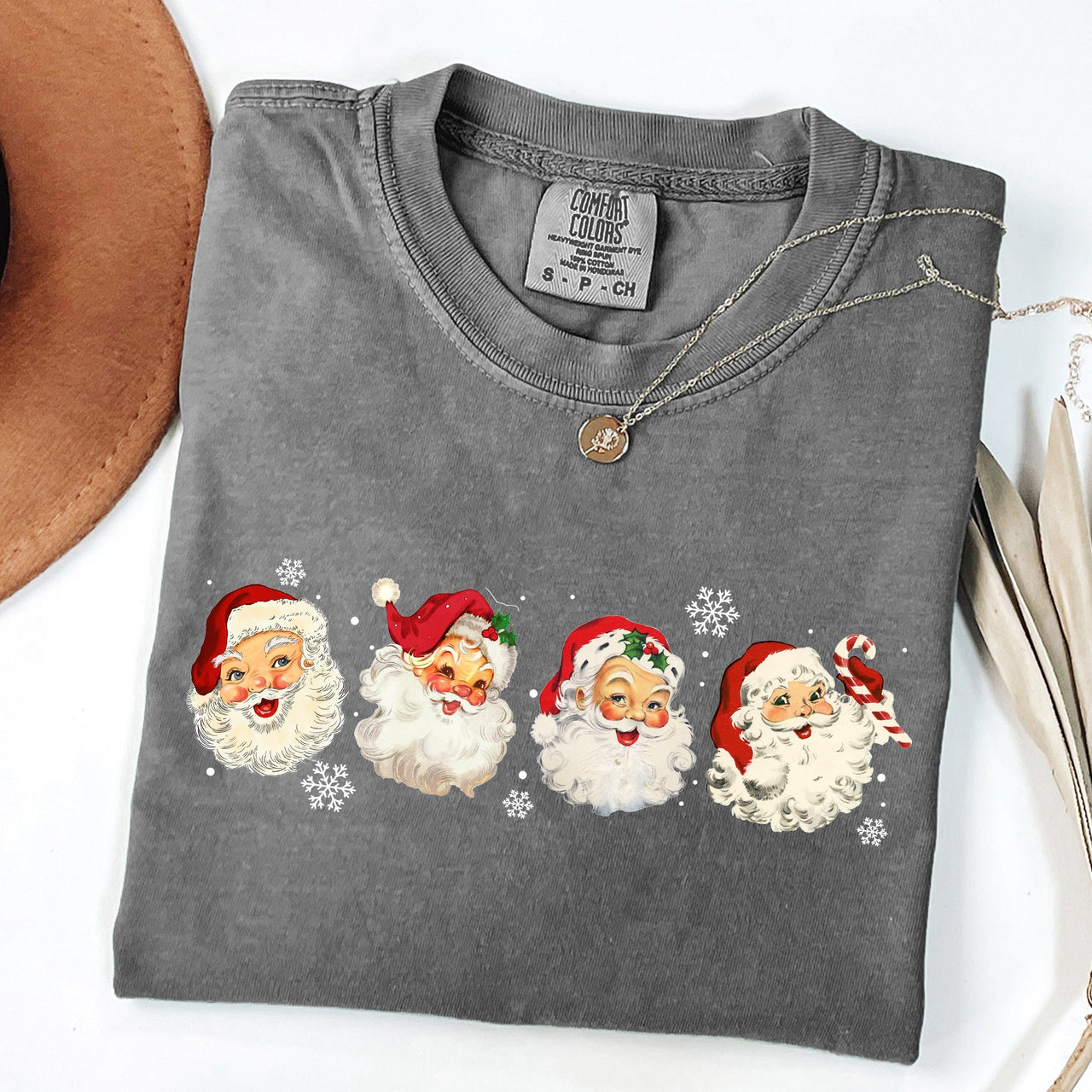 Retro Santas In A Row Christmas Winter Xmas Santas Holiday Parade Comfort Colors Tee