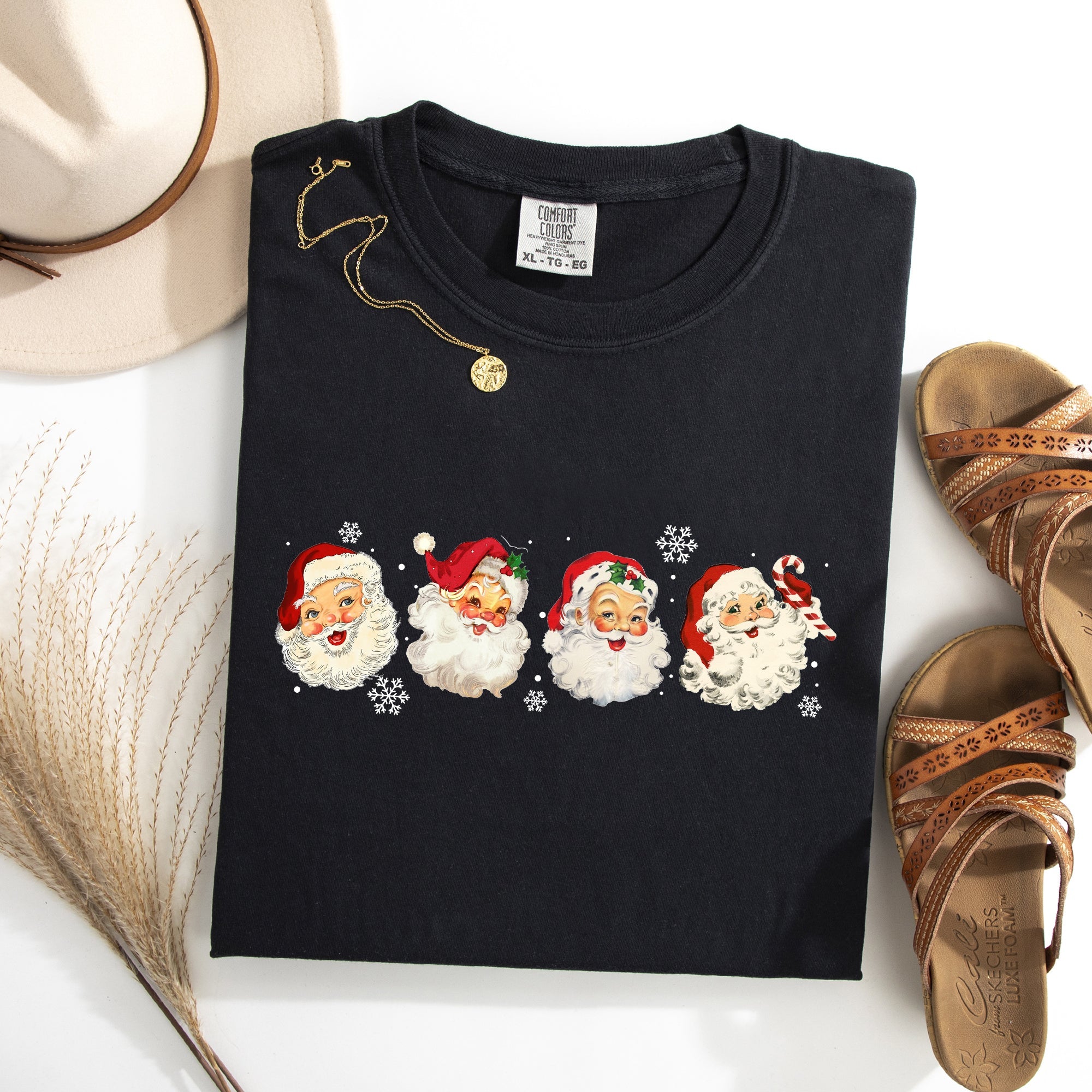 Retro Santas In A Row Christmas Winter Xmas Santas Holiday Parade Comfort Colors Tee