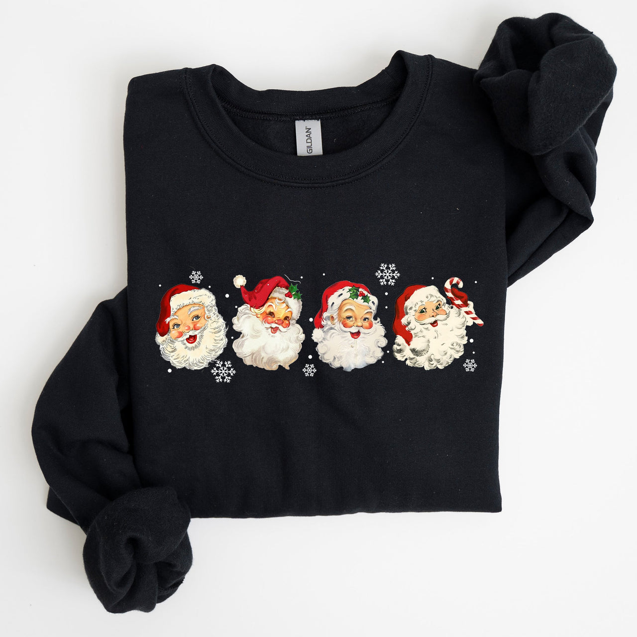 Retro Santas In A Row Christmas Winter Xmas Festive Parade Print Edition Sweatshirt
