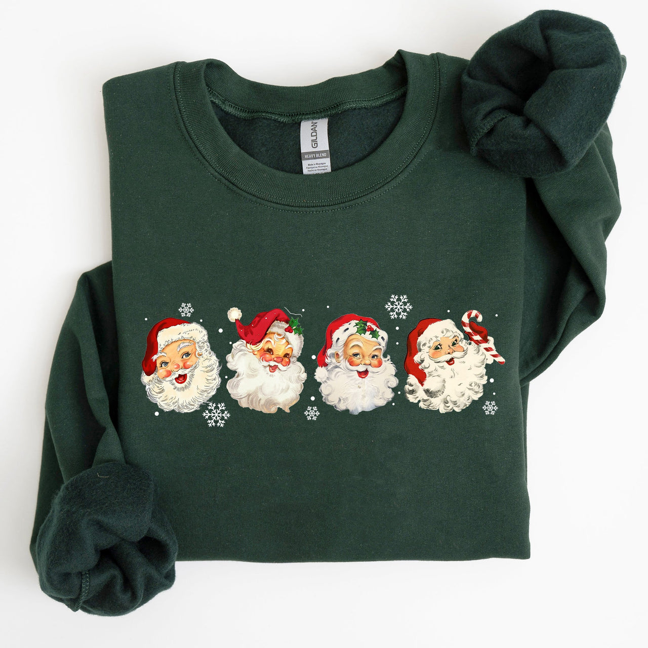 Retro Santas In A Row Christmas Winter Xmas Festive Parade Print Edition Sweatshirt