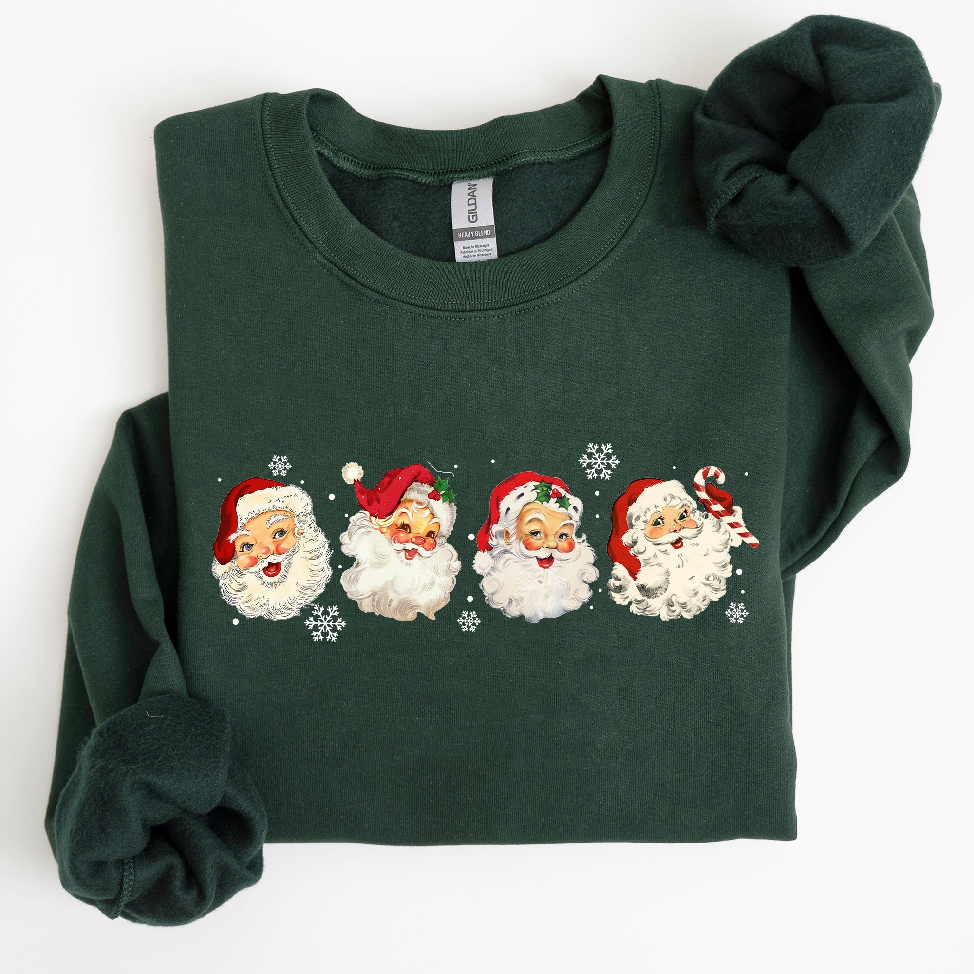 Retro Santas In A Row Christmas Winter Xmas Festive Parade Print Edition Sweatshirt
