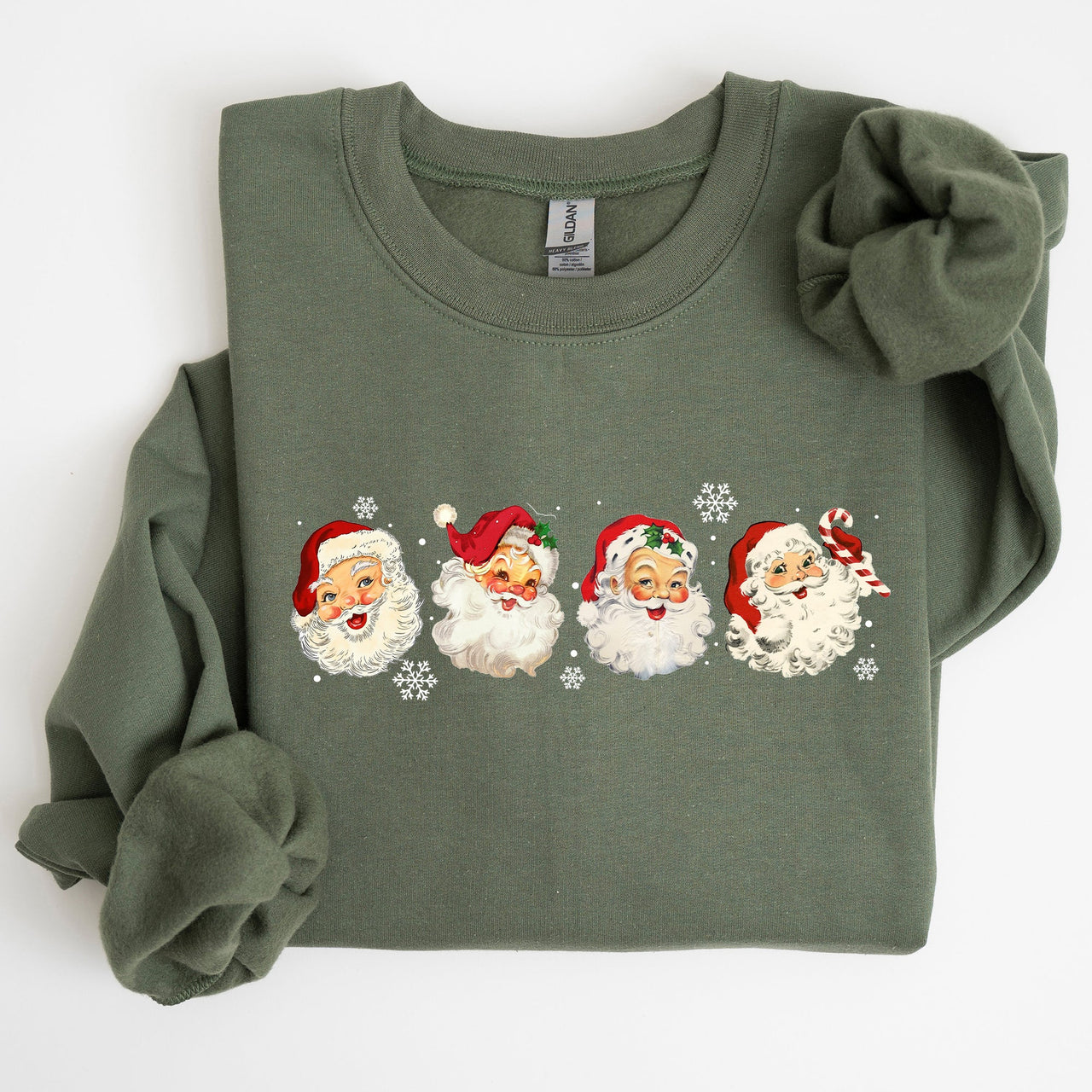 Retro Santas In A Row Christmas Winter Xmas Festive Parade Print Edition Sweatshirt